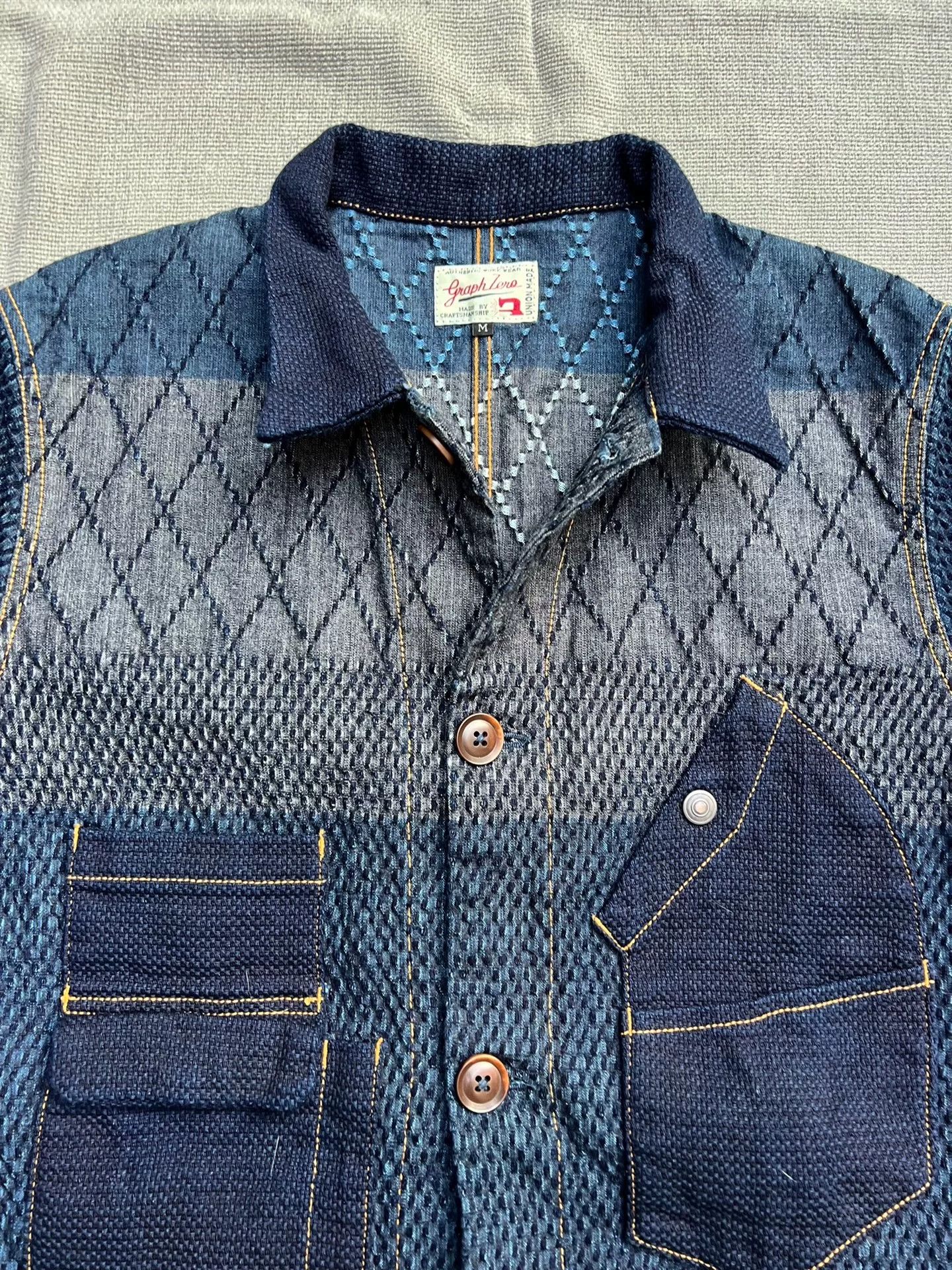 Japanese Brand Unique Graph Zero Coat with Mixed Materials Size US M / EU 48-50 / 2 - 2 Thumbnail