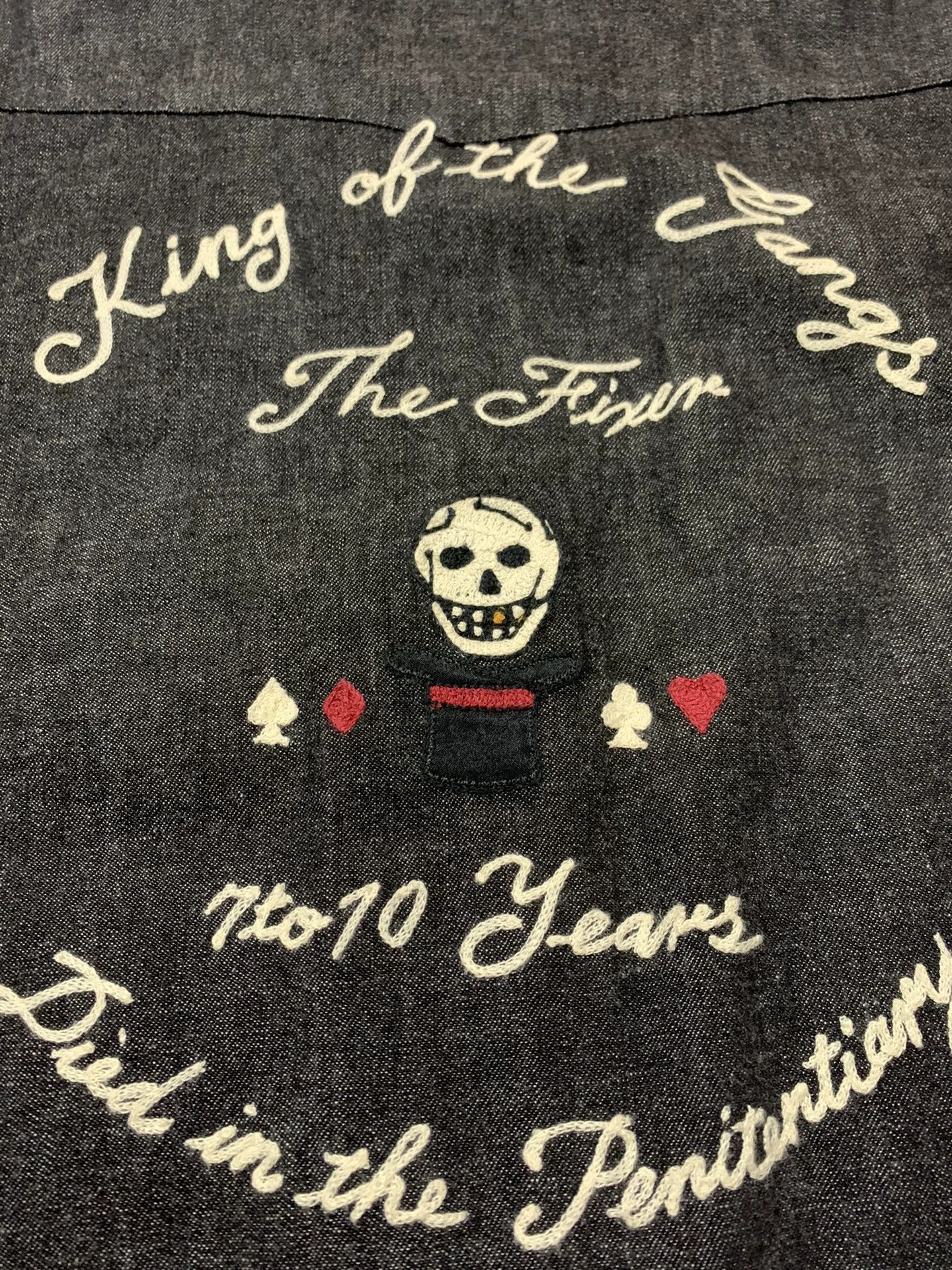 Japanese Brand GANGSTERVILLE Denim Shirt with Embroidery Size US S / EU 44-46 / 1 - 3 Thumbnail