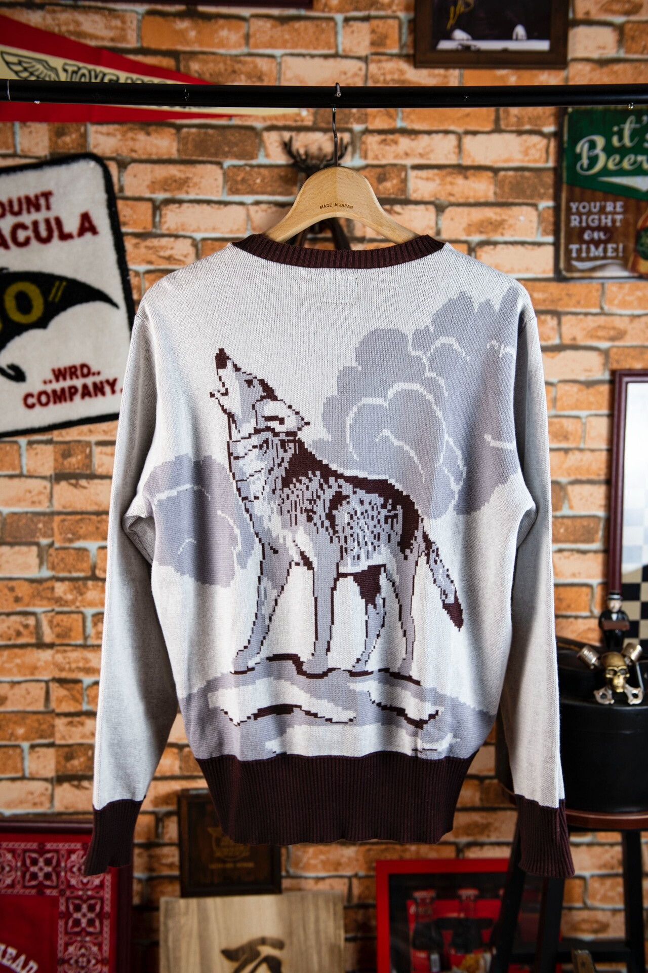 Japanese Brand Delinquent Bros Knit Sweater with Wolf Pattern Size US L / EU 52-54 / 3 - 2 Thumbnail
