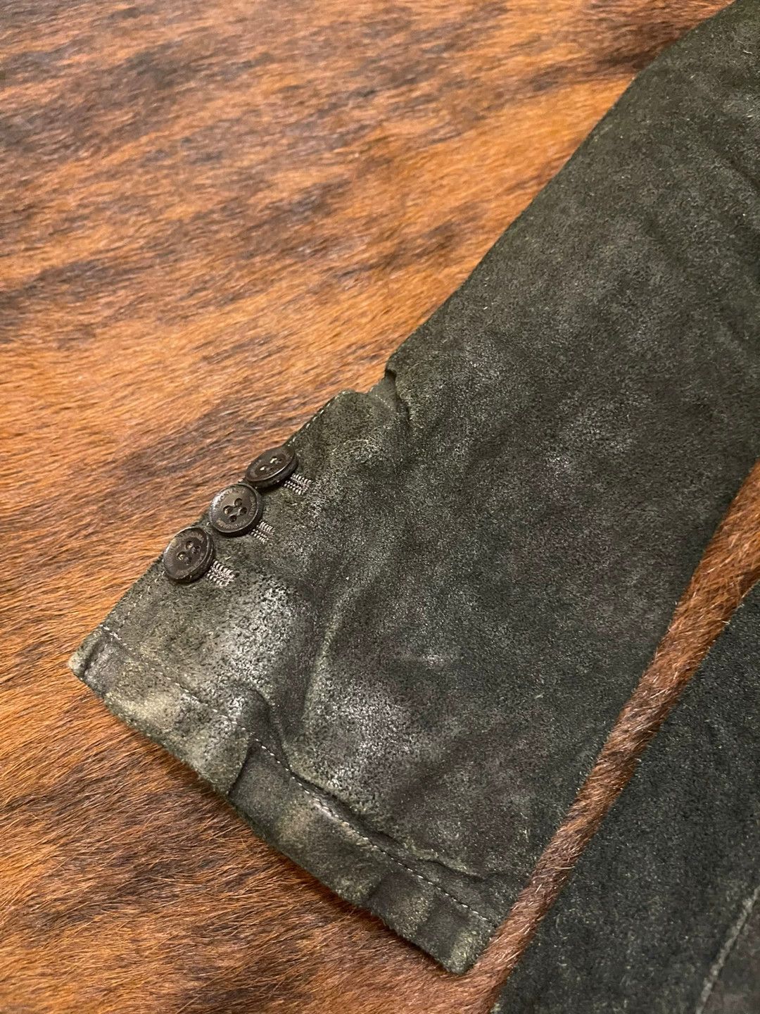 Japanese Brand Backlash Suede Cowhide Leather Blazer Size US L / EU 52-54 / 3 - 3 Thumbnail