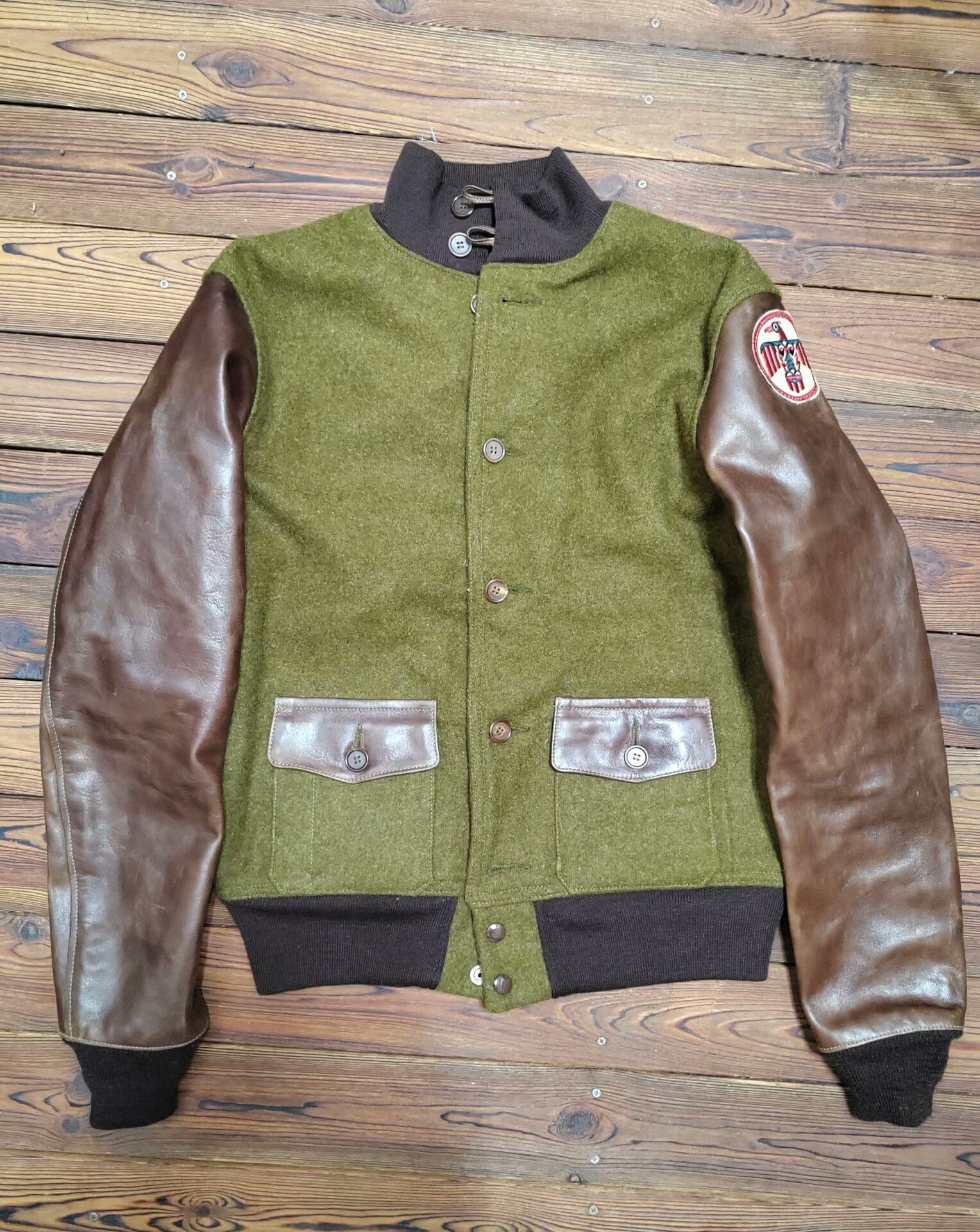 Japanese Brand Eastman A1 Thunderbird Wool Leather Jacket Size US M / EU 48-50 / 2 - 2 Thumbnail