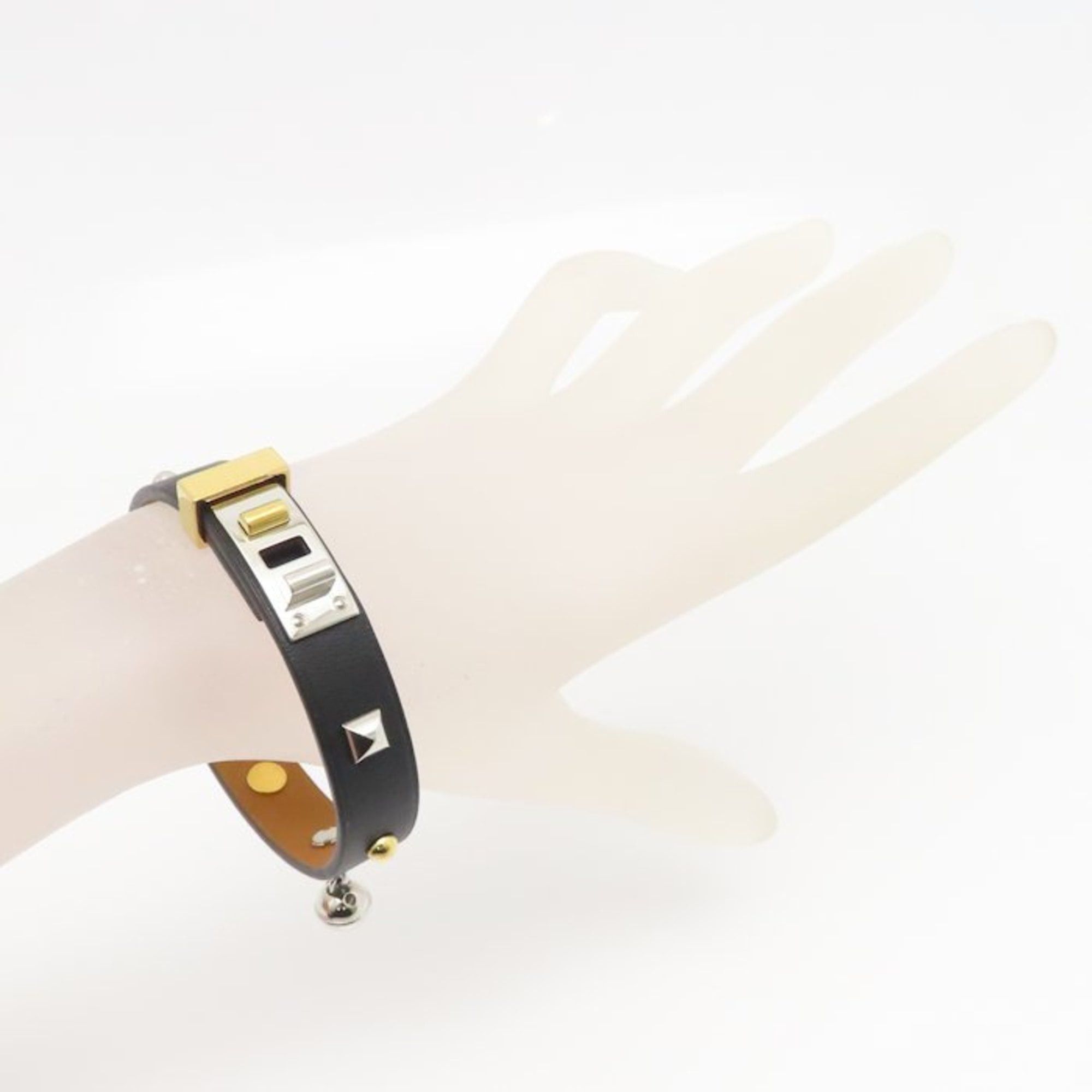 Hermes HERMES Mini Dog Square Crew Bracelet in Leather and Brass, Women's, 294928 Size ONE SIZE - 3 Thumbnail