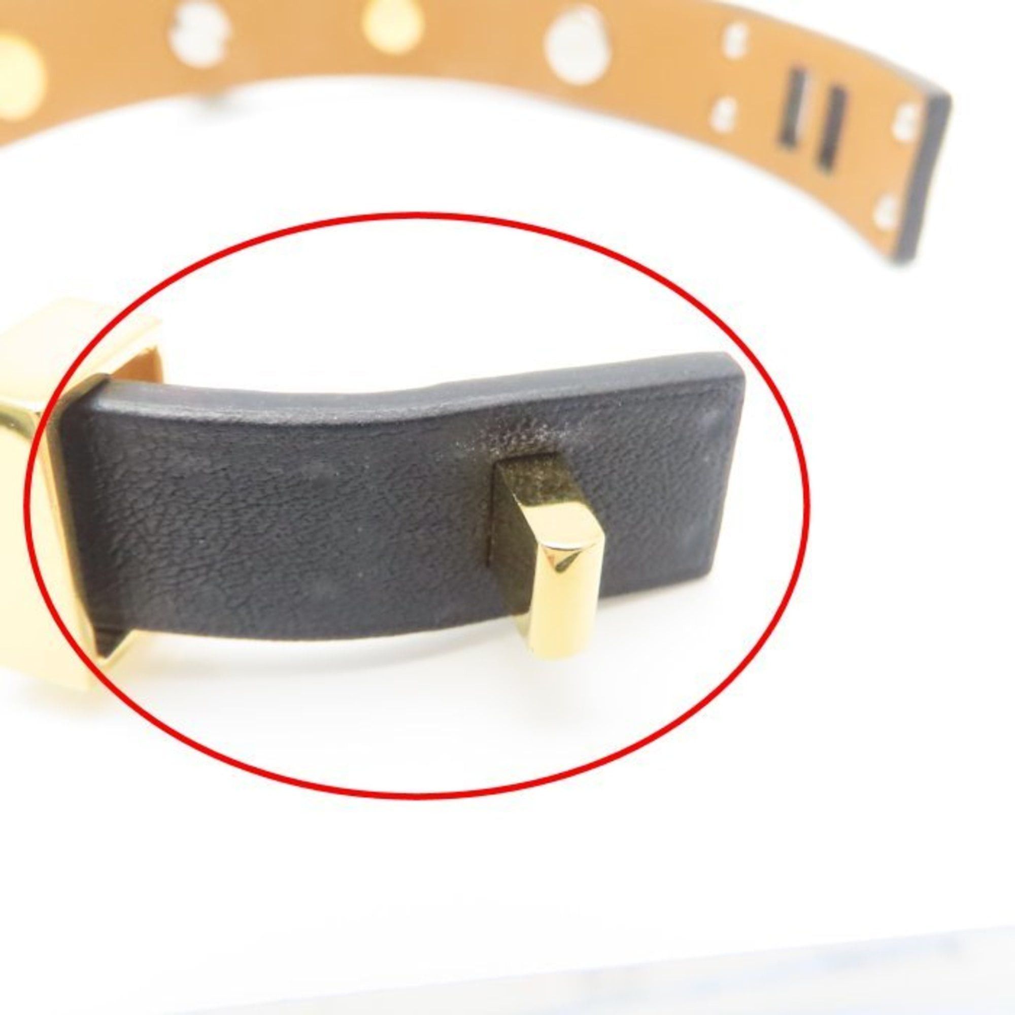 Hermes HERMES Mini Dog Square Crew Bracelet in Leather and Brass, Women's, 294928 Size ONE SIZE - 8 Thumbnail