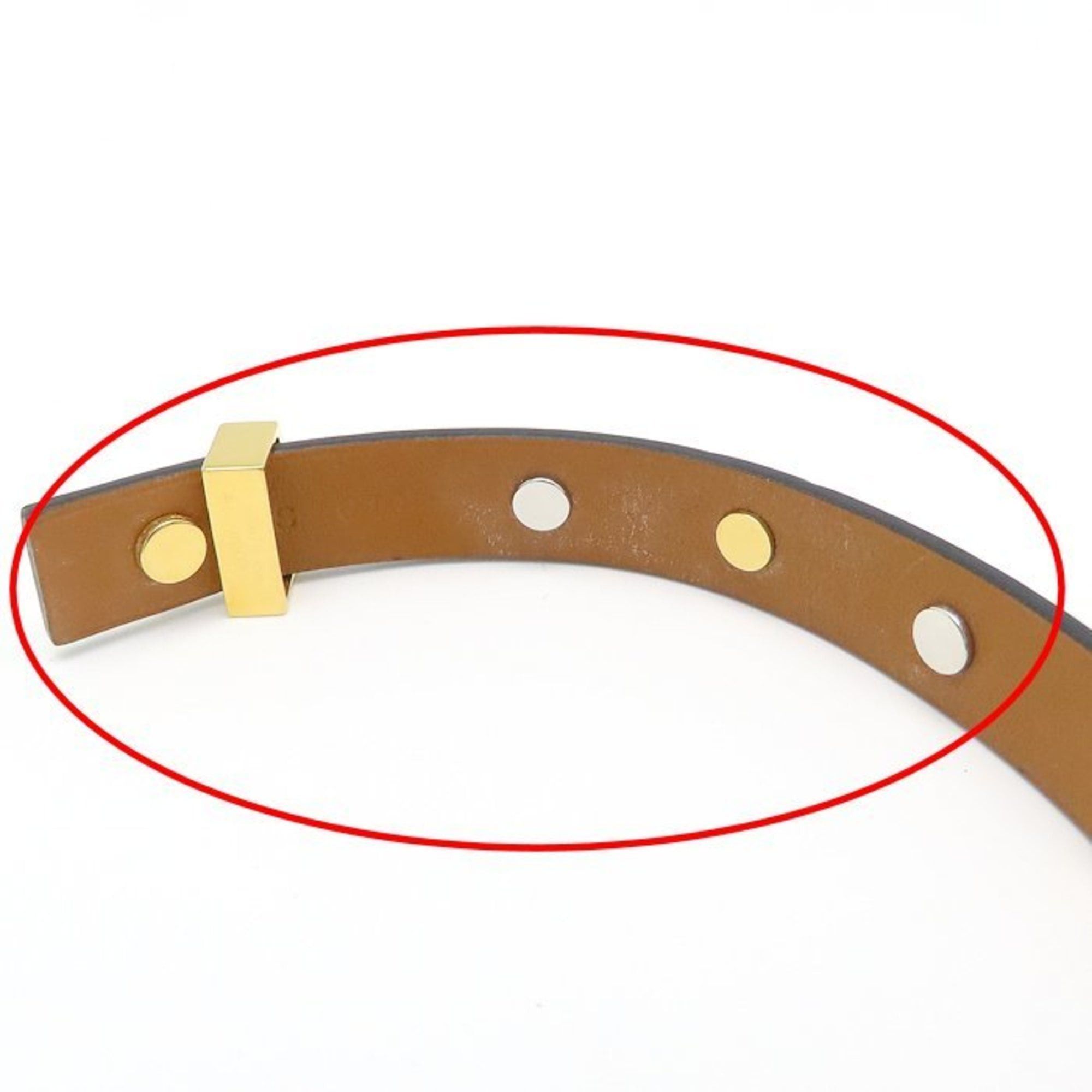 Hermes HERMES Mini Dog Square Crew Bracelet in Leather and Brass, Women's, 294928 Size ONE SIZE - 9 Thumbnail
