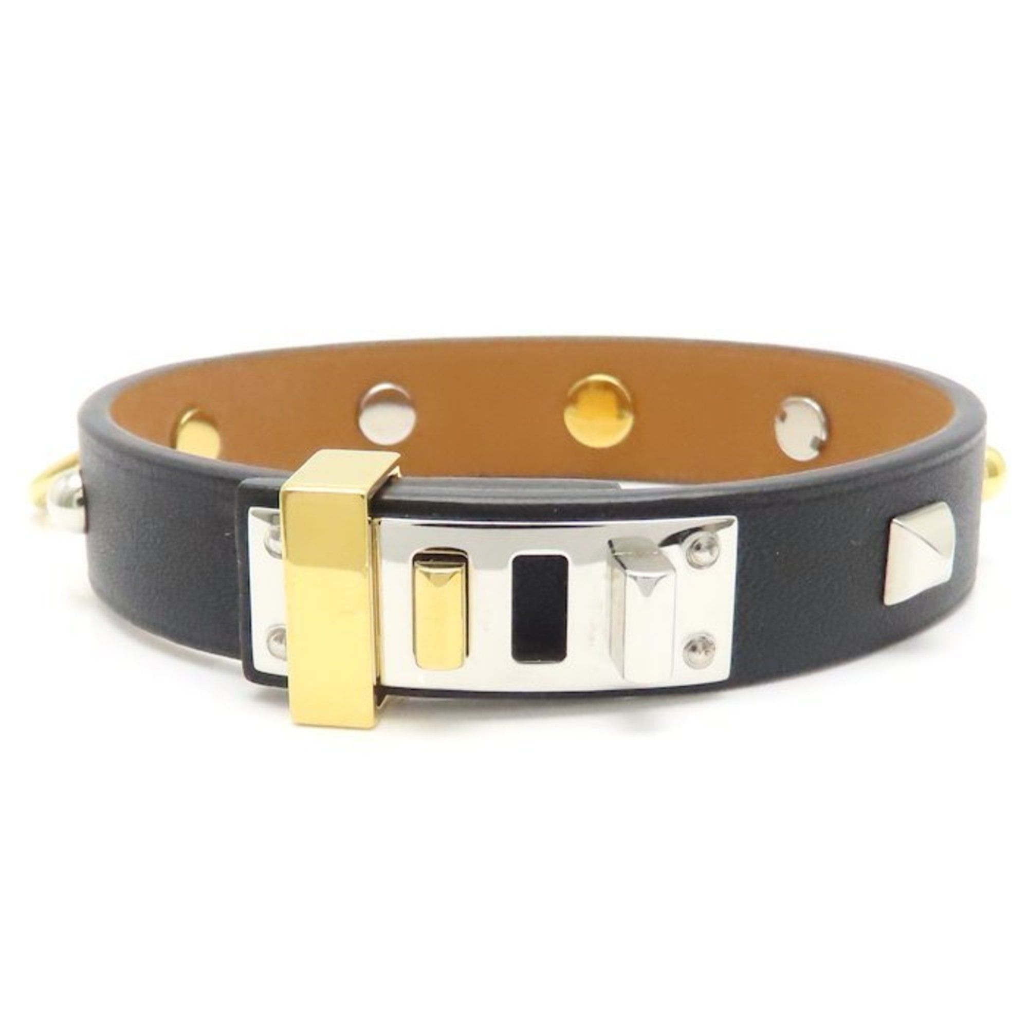 Hermes HERMES Mini Dog Square Crew Bracelet in Leather and Brass, Women's, 294928 Size ONE SIZE - 2 Thumbnail