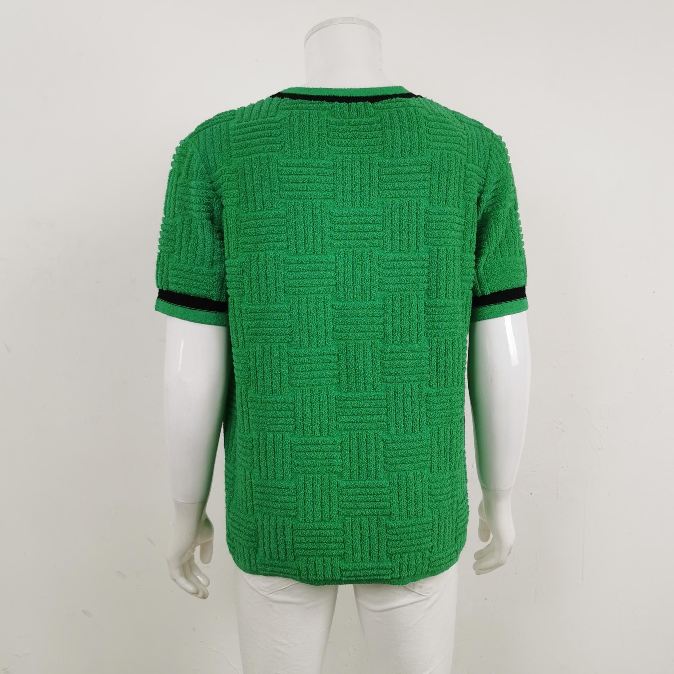 Louis Vuitton Bottega Veneta Green Intrecciato Cotton Short Sleeve Knit L Size US L / EU 52-54 / 3 - 4 Thumbnail