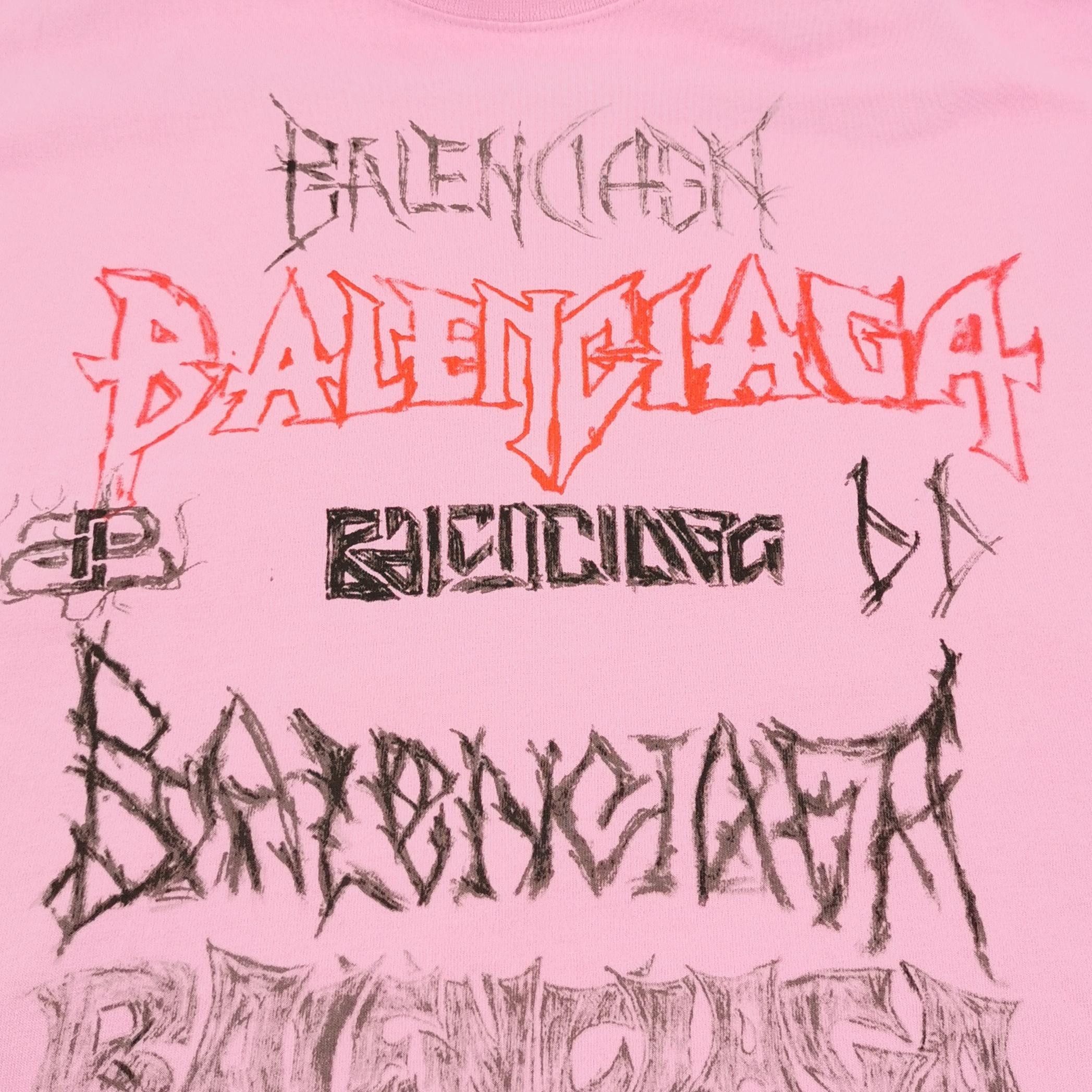 Louis Vuitton Balenciaga Pink Logo Graffiti Short-Sleeve T-Shirt XXS Size US XXS / EU 40 - 5 Thumbnail