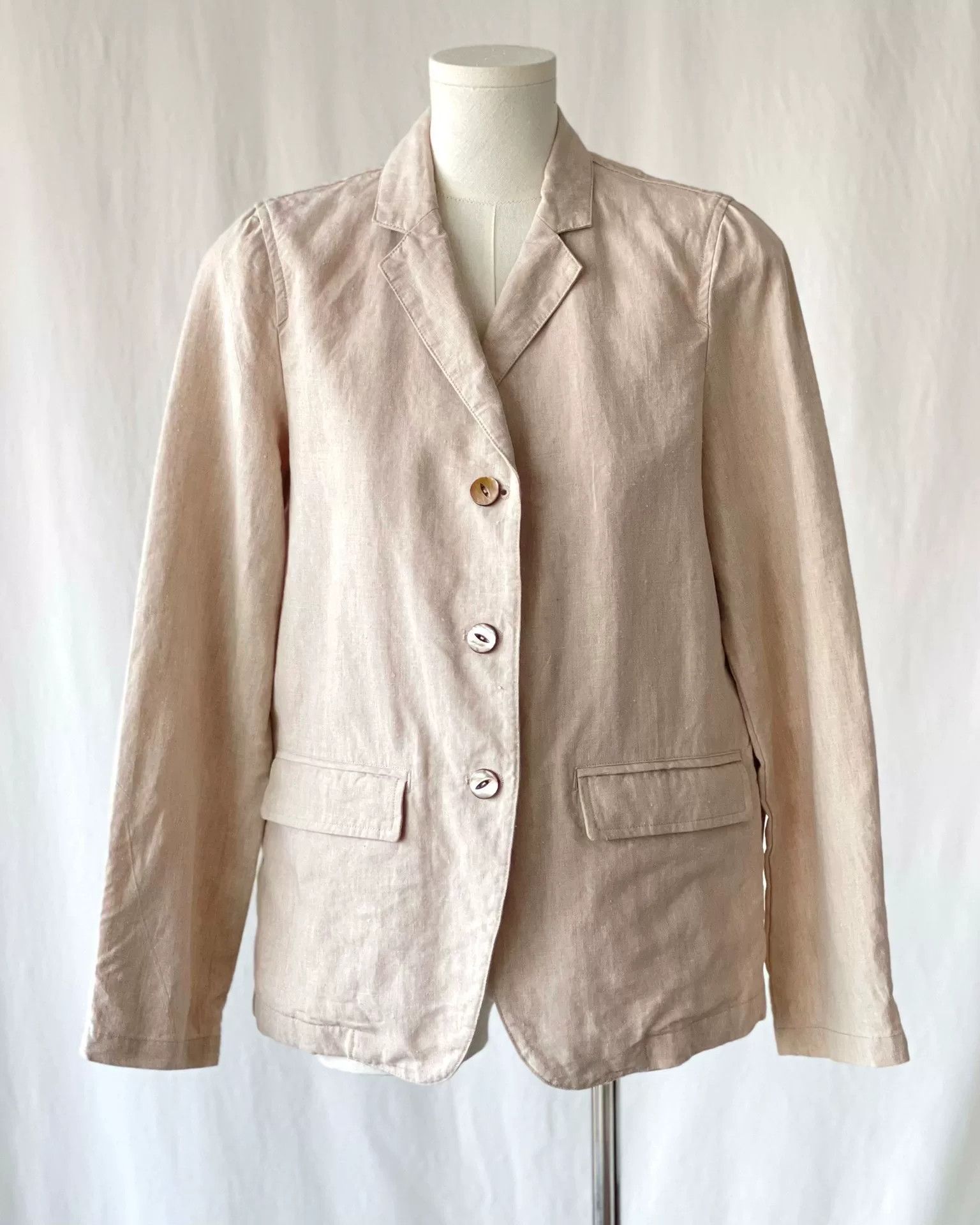 Japanese Brand Natural Linen Suit Jacket Size M / US 6-8 / IT 42-44 - 3 Thumbnail