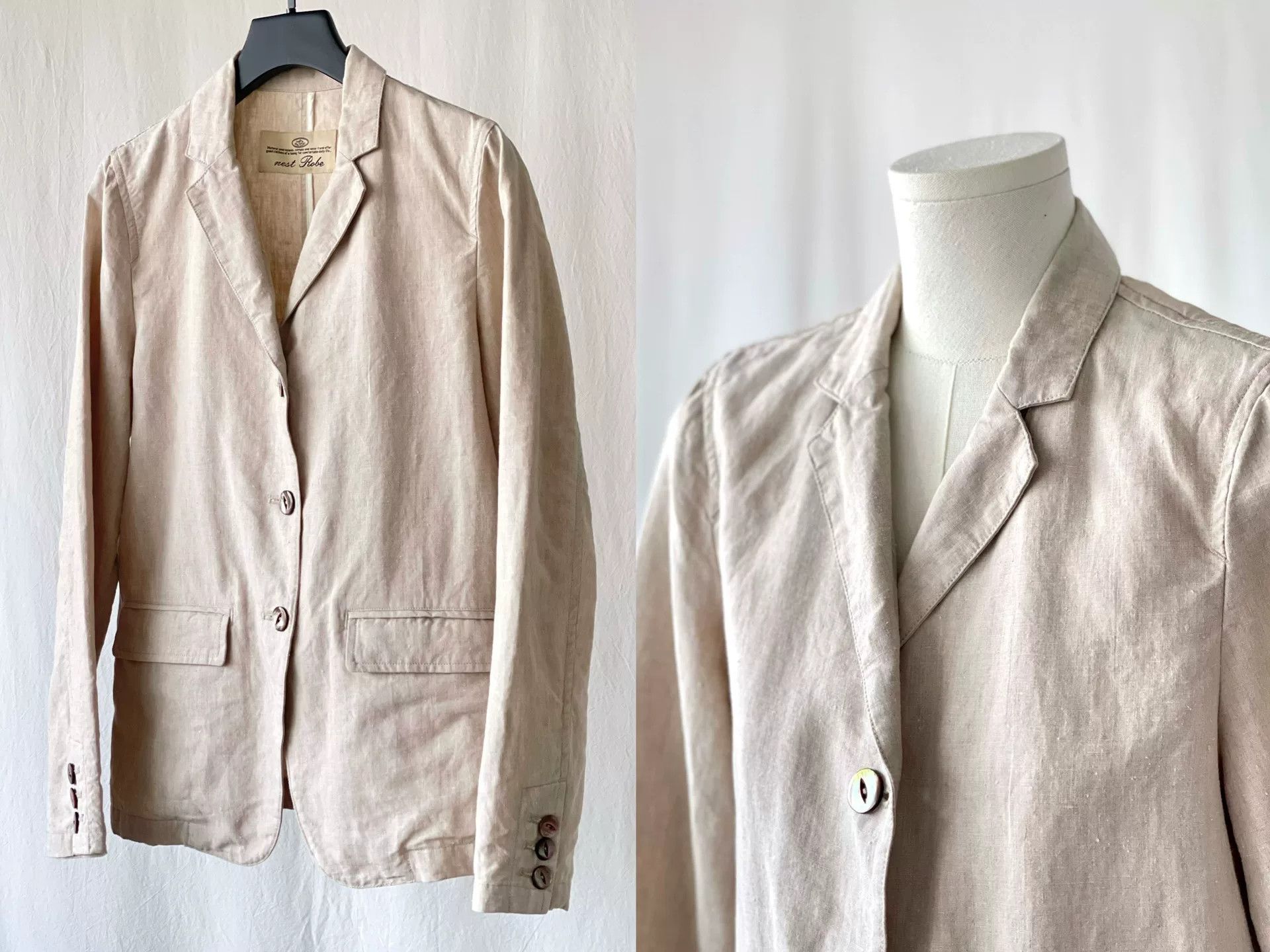 Japanese Brand Natural Linen Suit Jacket Size M / US 6-8 / IT 42-44 - 7 Thumbnail