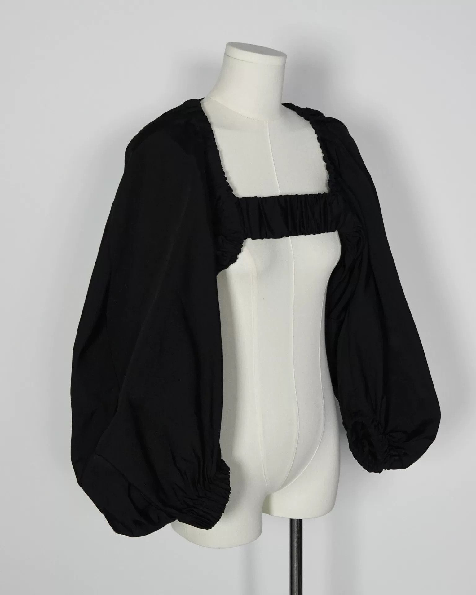 Japanese Brand Black Puff Sleeve Top by HAENGNAE Size M / US 6-8 / IT 42-44 - 4 Thumbnail