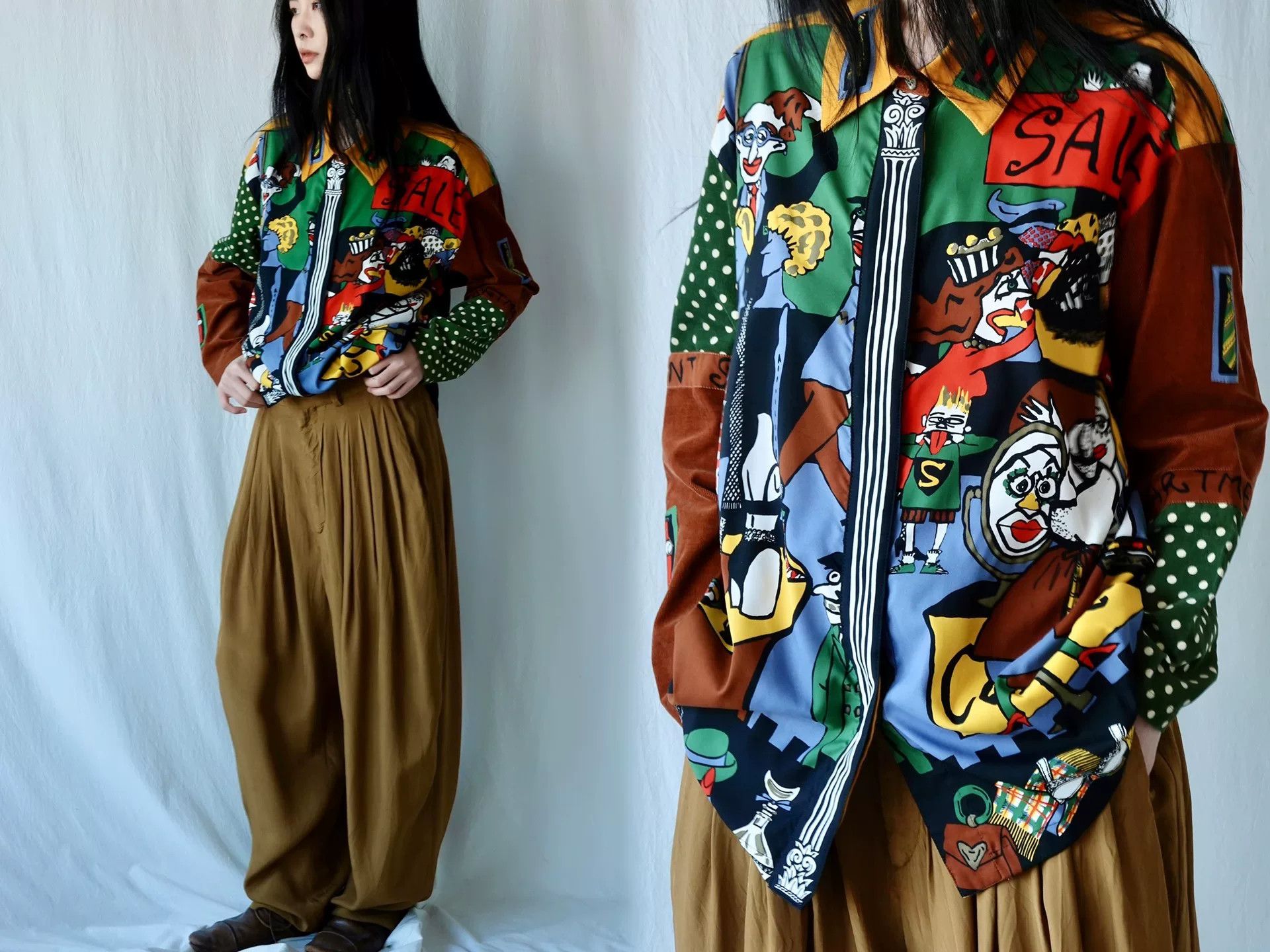 Japanese Brand Vintage Mixed-Material Retro Shirt Size M / US 6-8 / IT 42-44 - 4 Thumbnail