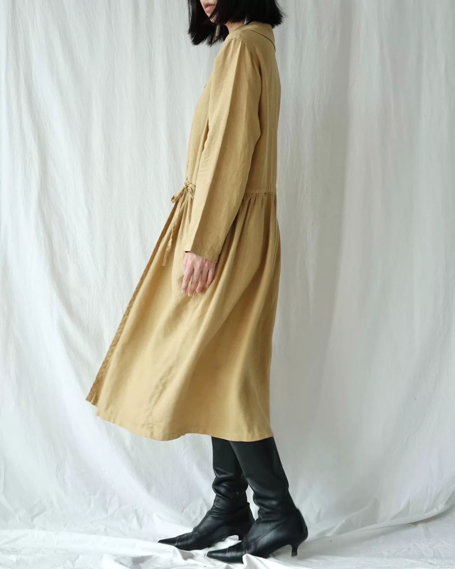 Japanese Brand Bisque Long Linen Robe Dress Size M / US 6-8 / IT 42-44 - 2 Thumbnail
