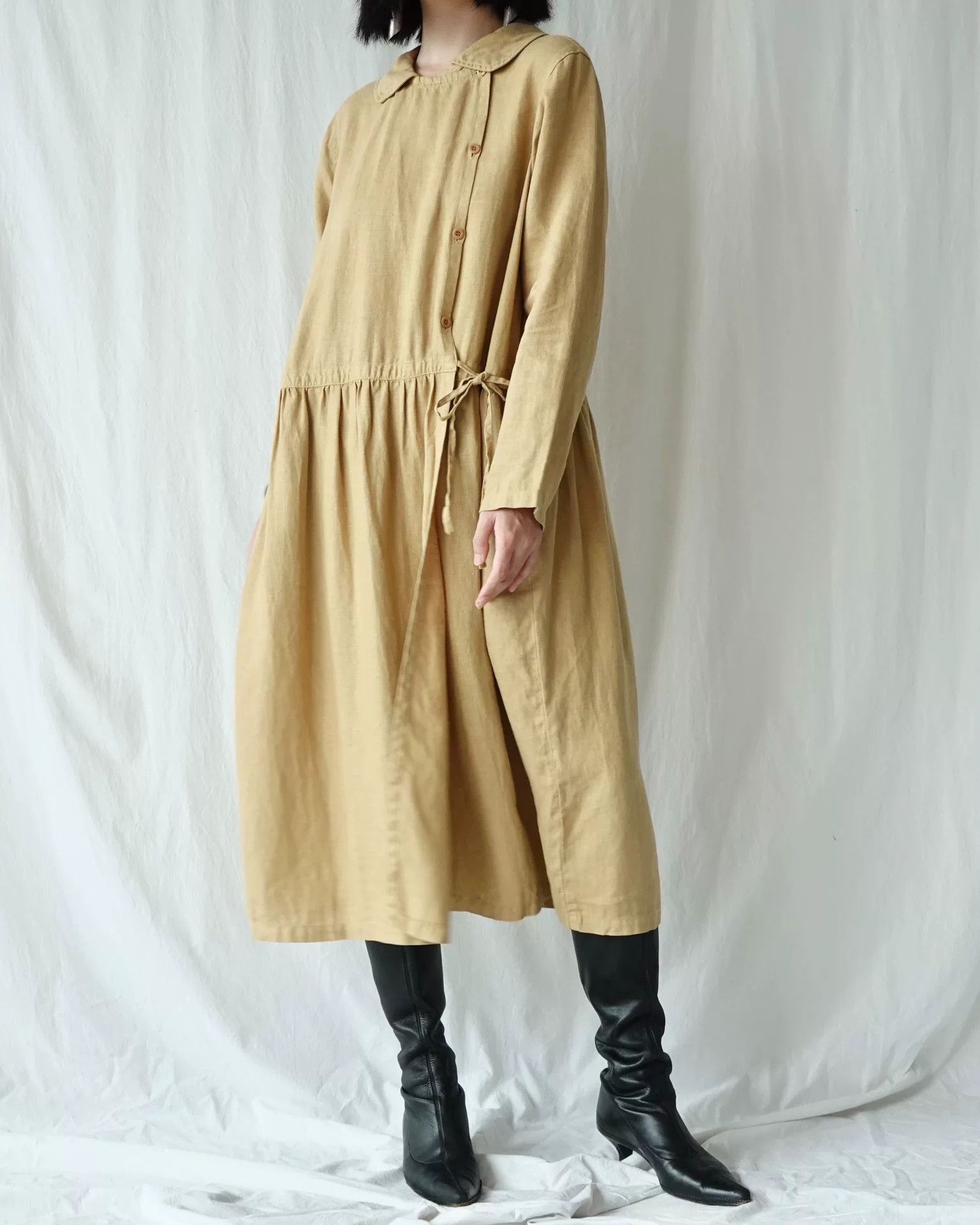 Japanese Brand Bisque Long Linen Robe Dress Size M / US 6-8 / IT 42-44 - 4 Thumbnail