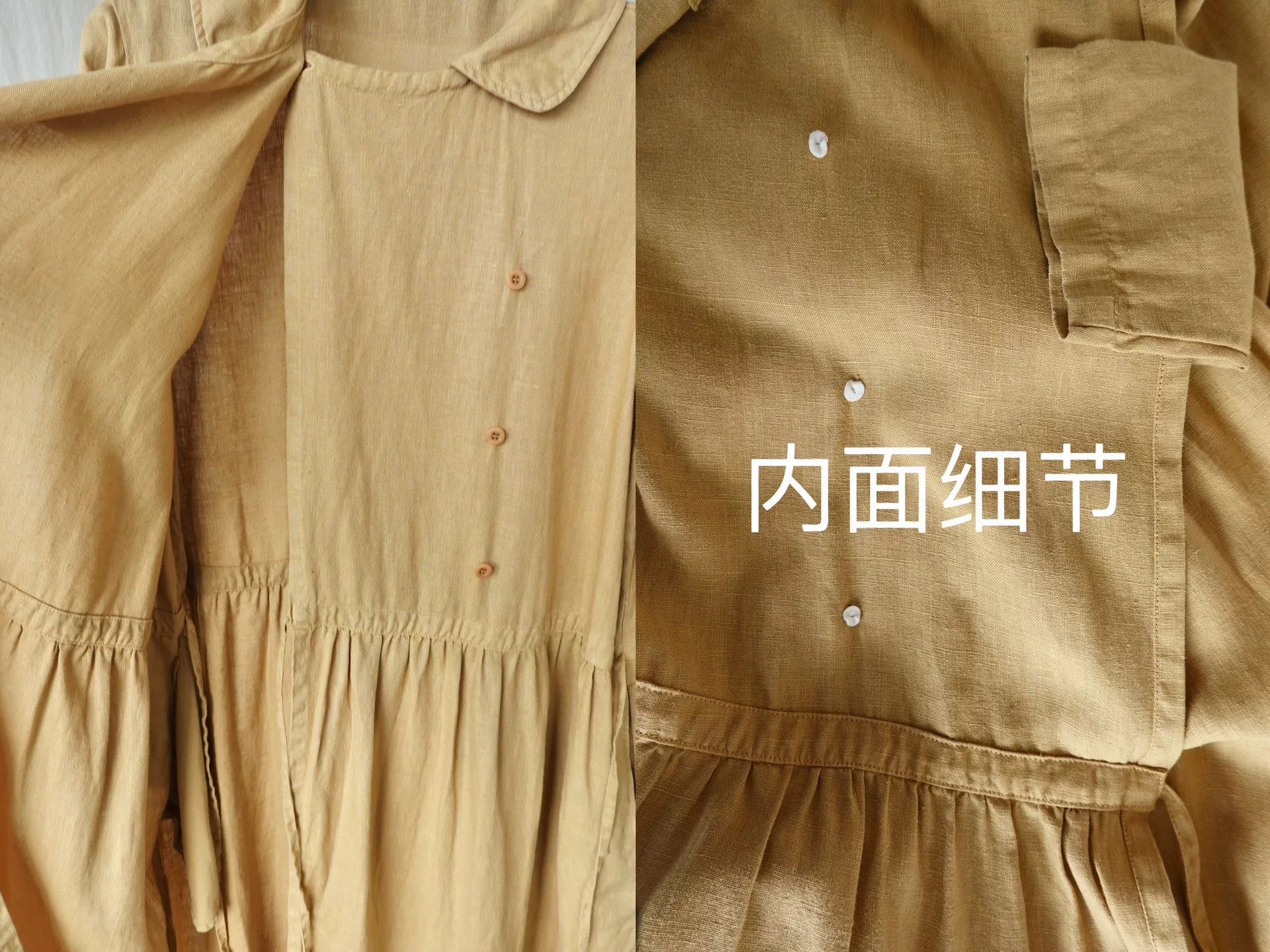 Japanese Brand Bisque Long Linen Robe Dress Size M / US 6-8 / IT 42-44 - 7 Thumbnail