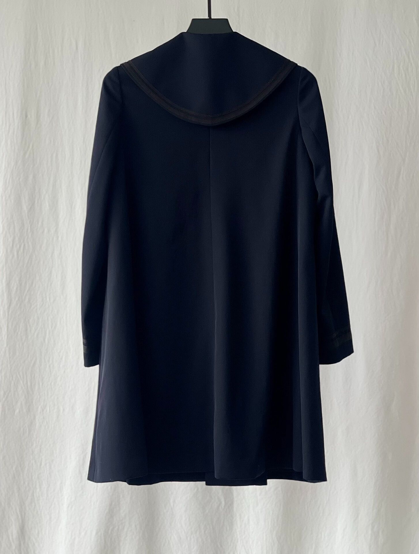Japanese Brand Commes des Garçons Navy Wool Coat Size XS / US 0-2 / IT 36-38 - 3 Thumbnail