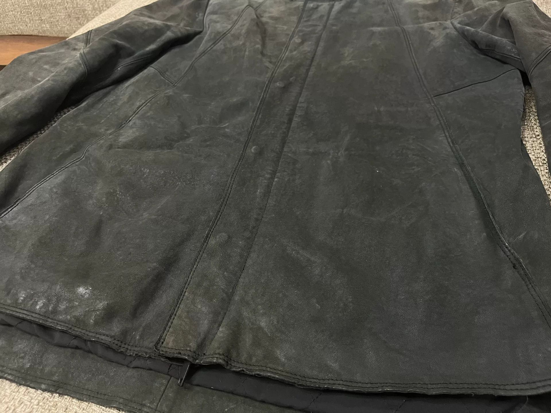 Vintage Vintage Heavy Wash Leather Jacket Size US XXL / EU 58 / 5 - 5 Thumbnail