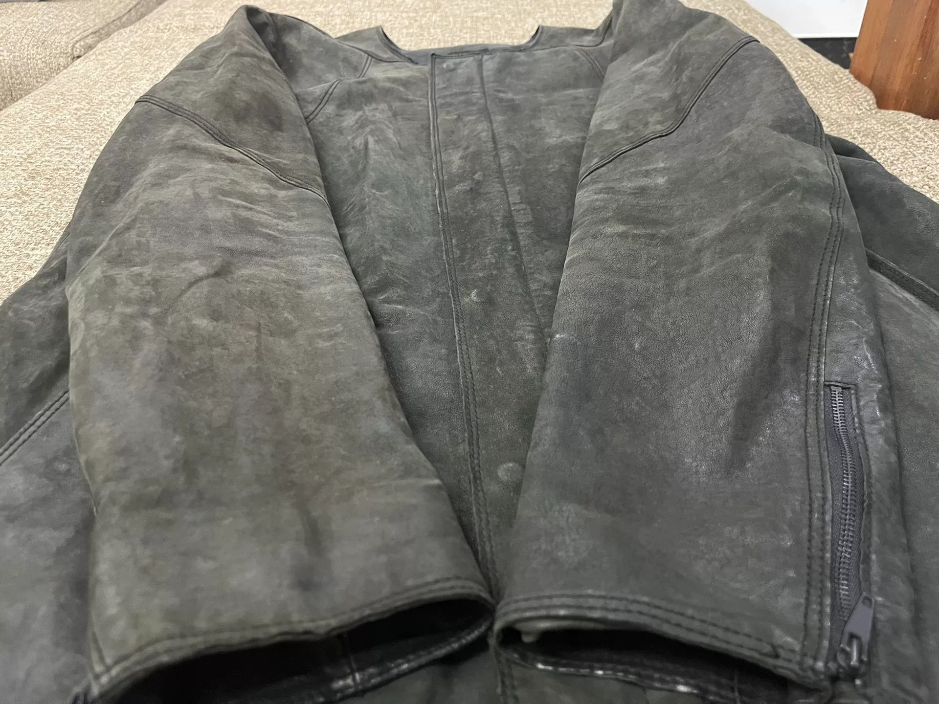 Vintage Vintage Heavy Wash Leather Jacket Size US XXL / EU 58 / 5 - 4 Thumbnail