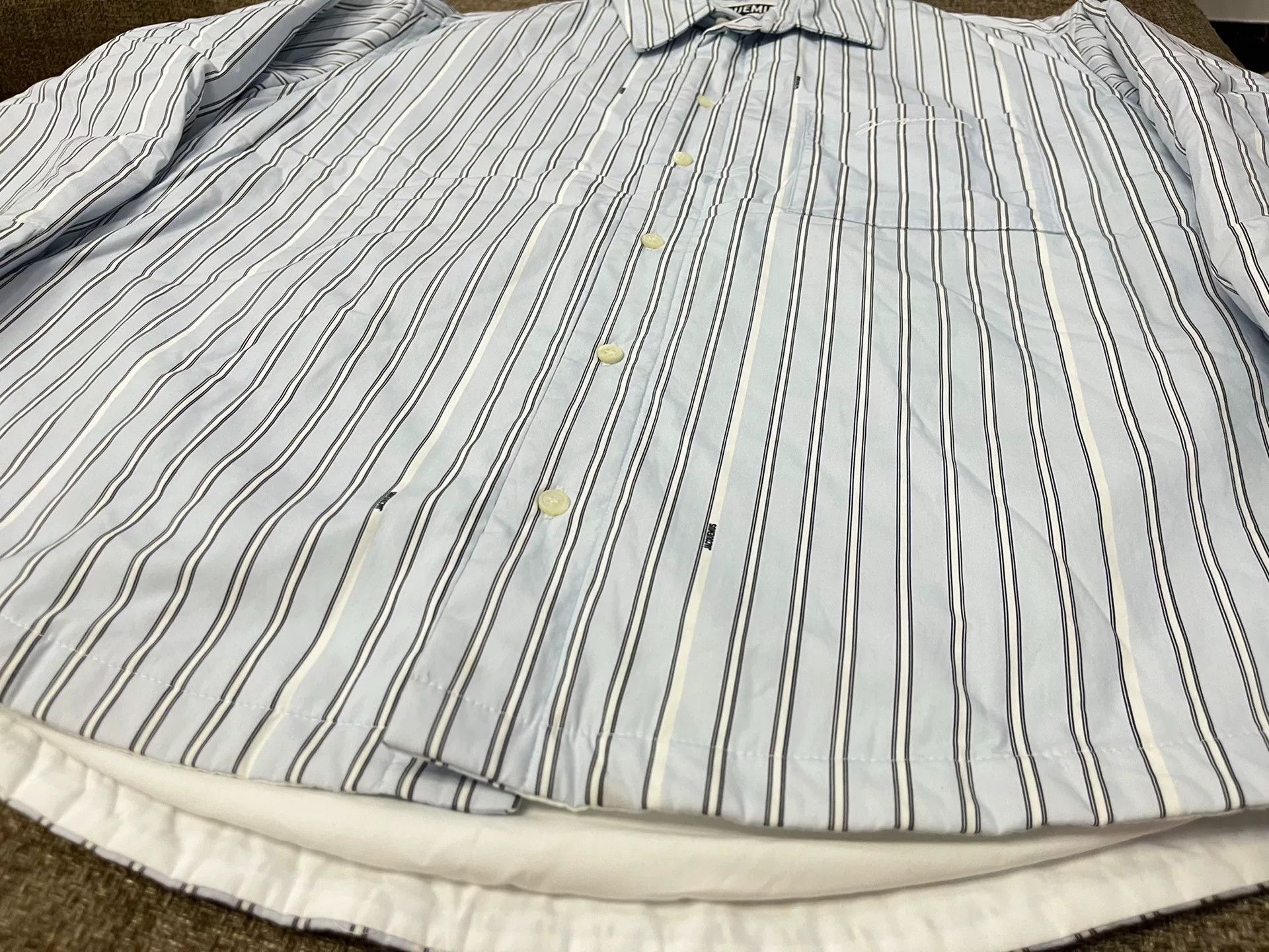 Jacquemus Jacquemus Blue Striped Shirt Jacket Size US M / EU 48-50 / 2 - 3 Thumbnail