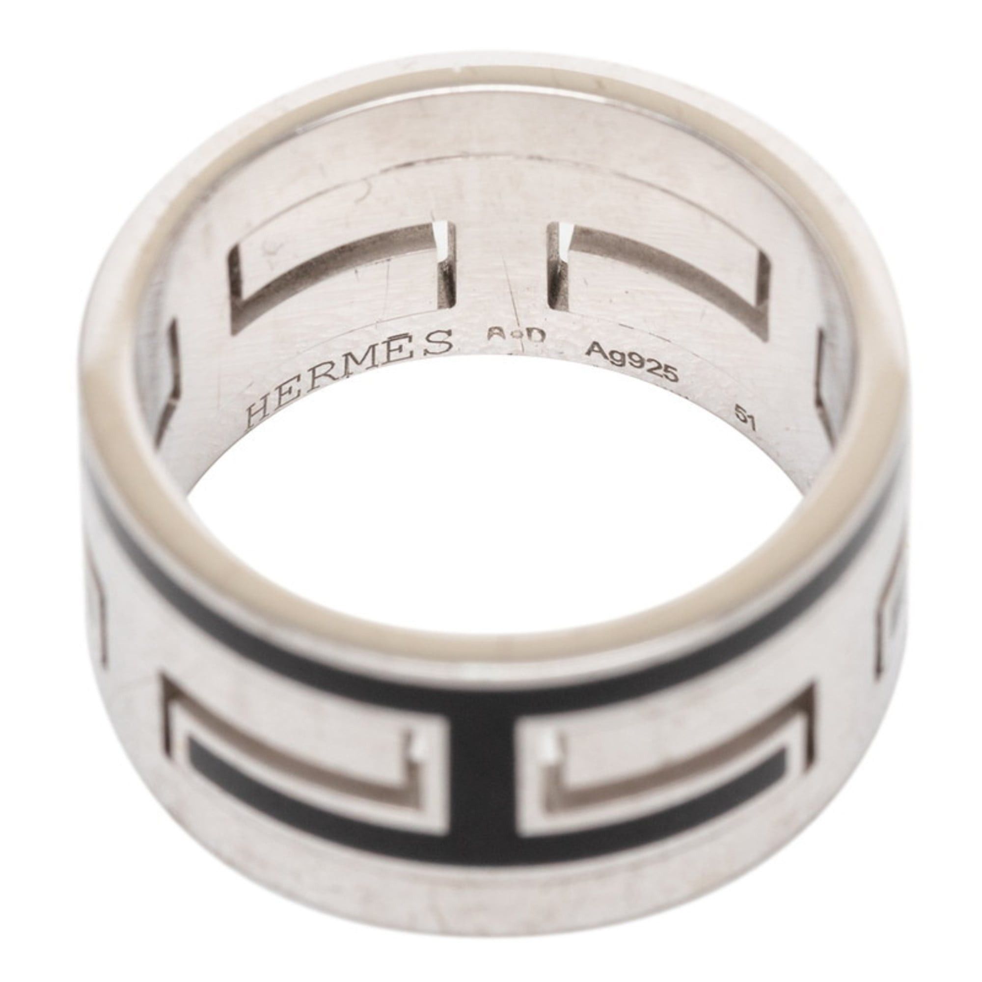 Hermes Hermès Move Ash Ring #51 Silver Black SV925 Men's HERMES Size ONE SIZE - 4 Thumbnail