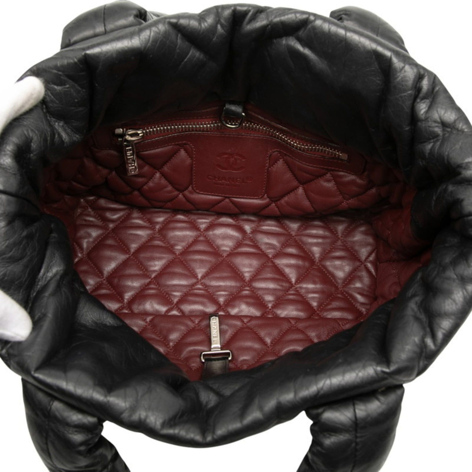 Chanel CHANEL Coco Cocoon PM Tote Bag, Black Leather, Women's Size ONE SIZE - 4 Thumbnail