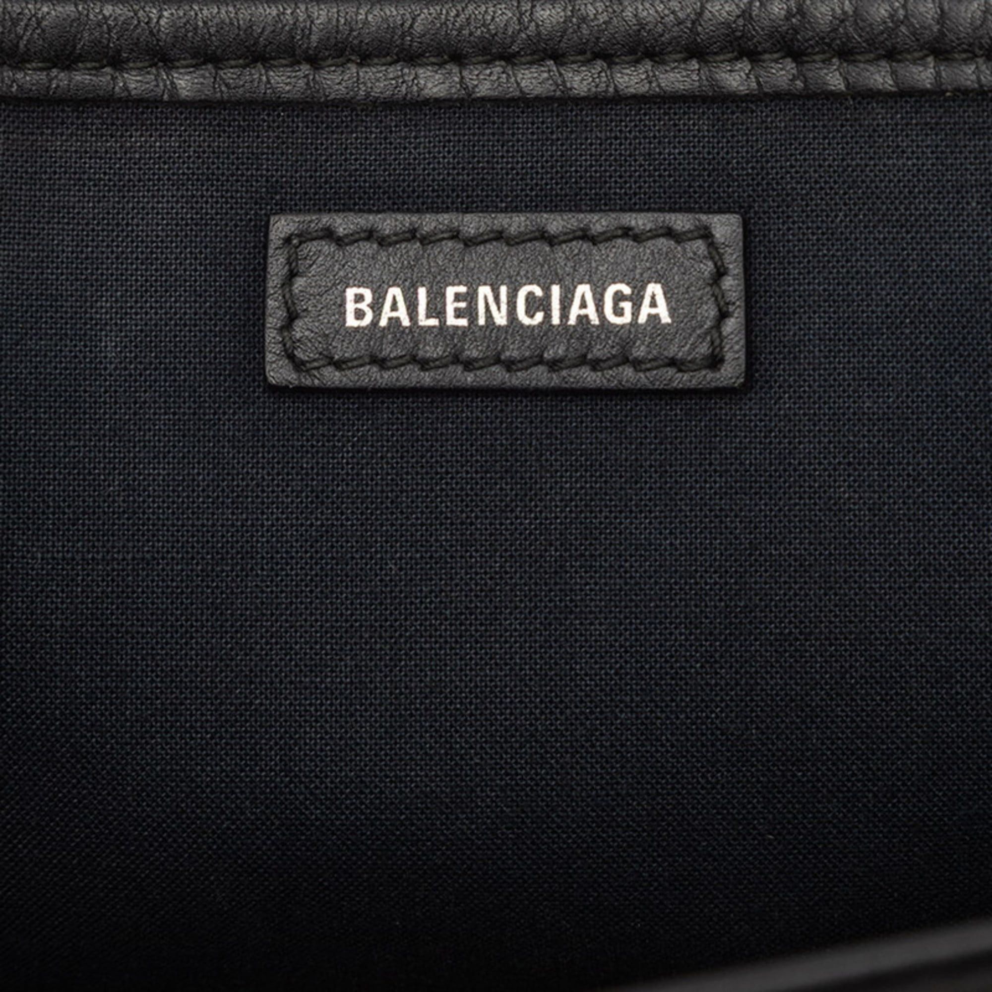 Balenciaga Navy Cabas XS Shoulder/Handbag 2-Way 390346 Ivory Black Canvas Leather Women's BALENCIAGA