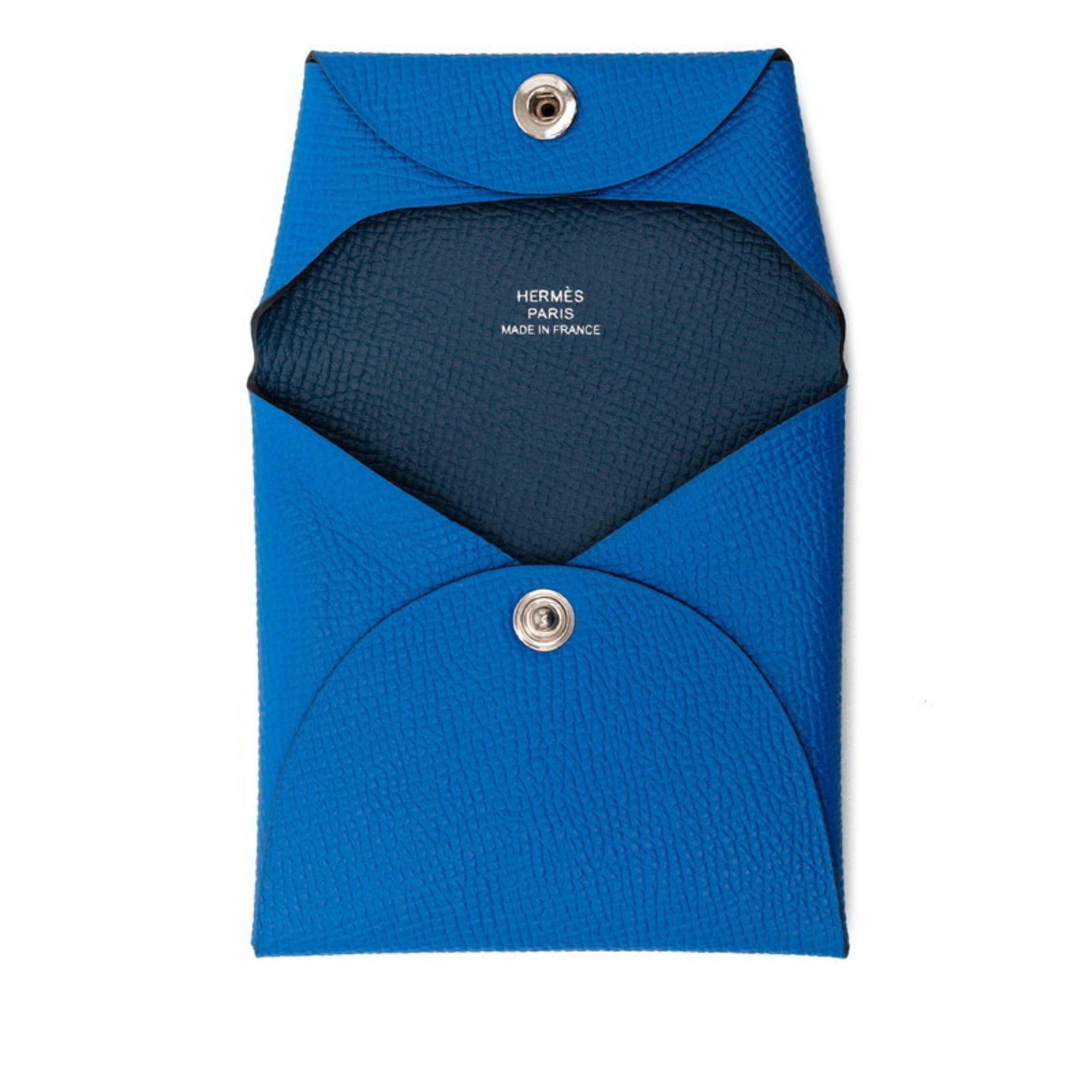 Hermes Hermes Hermès Bastia wallet/coin case in blue Epsom leather for women. Size ONE SIZE - 4 Thumbnail