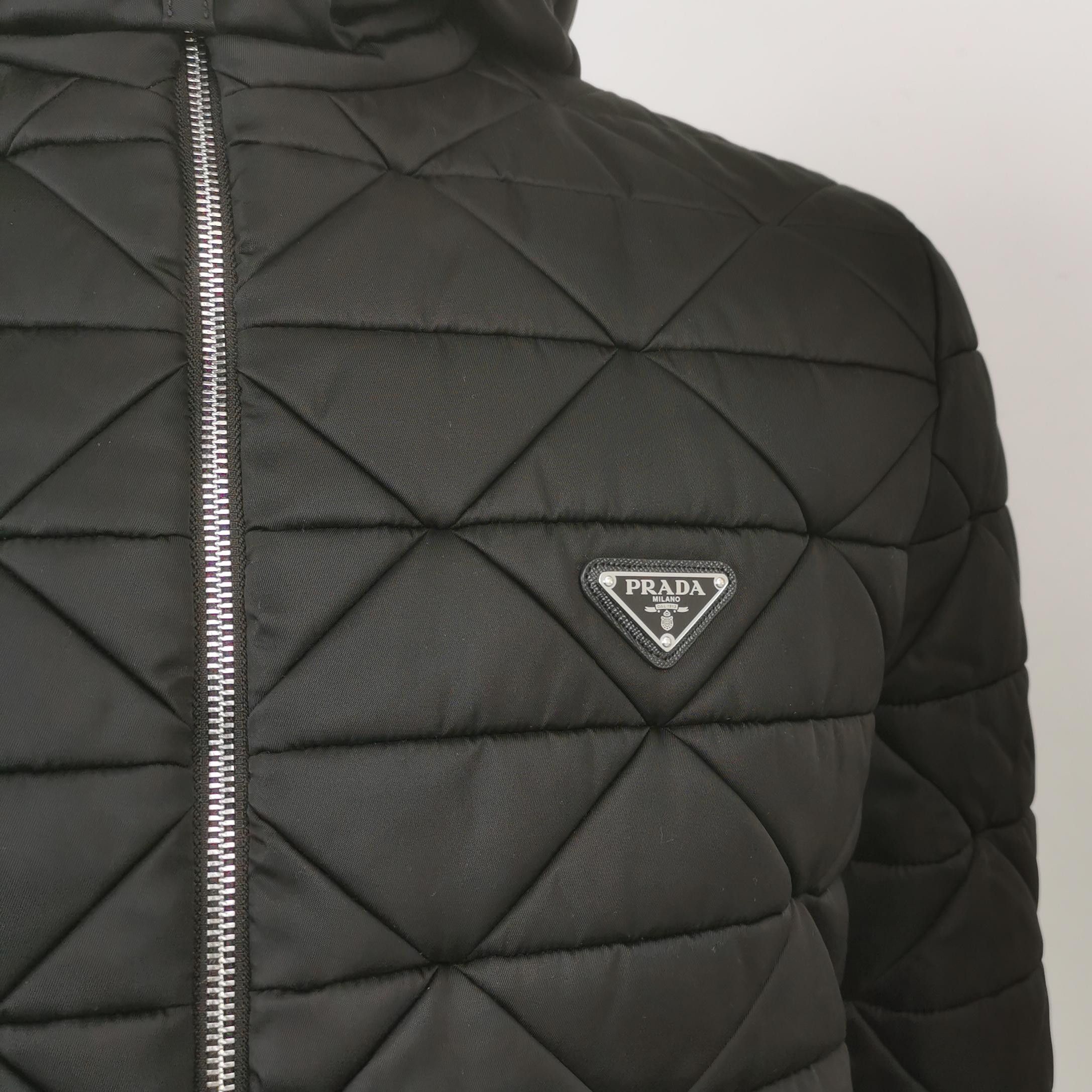 Prada Prada Quilted Triangle Logo Hooded Zip Puffer Size US M / EU 48-50 / 2 - 6 Thumbnail