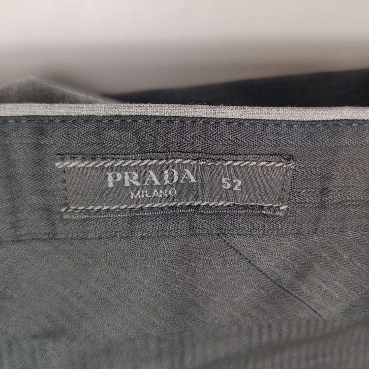 Prada Prada Gray Wool Straight-Leg Trousers Size US 36 / EU 52 - 7 Thumbnail