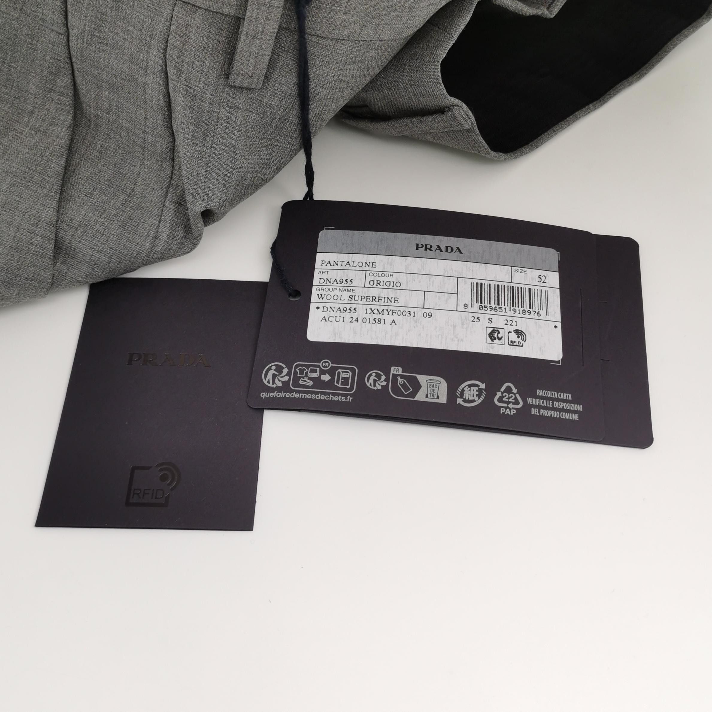 Prada Prada Gray Wool Straight-Leg Trousers Size US 36 / EU 52 - 5 Thumbnail