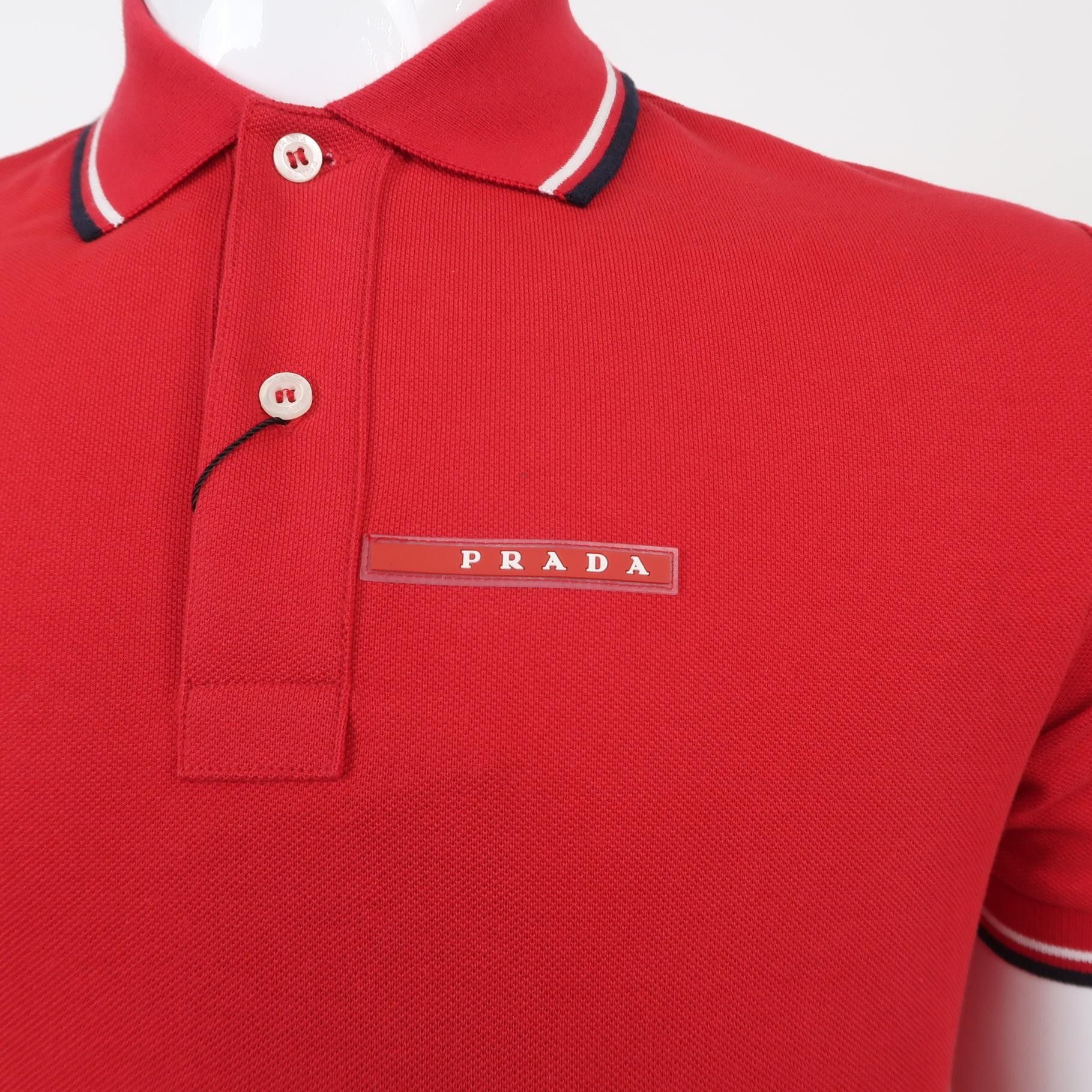 Prada Prada Red Logo Polo Shirt L Size Size US S / EU 44-46 / 1 - 5 Thumbnail