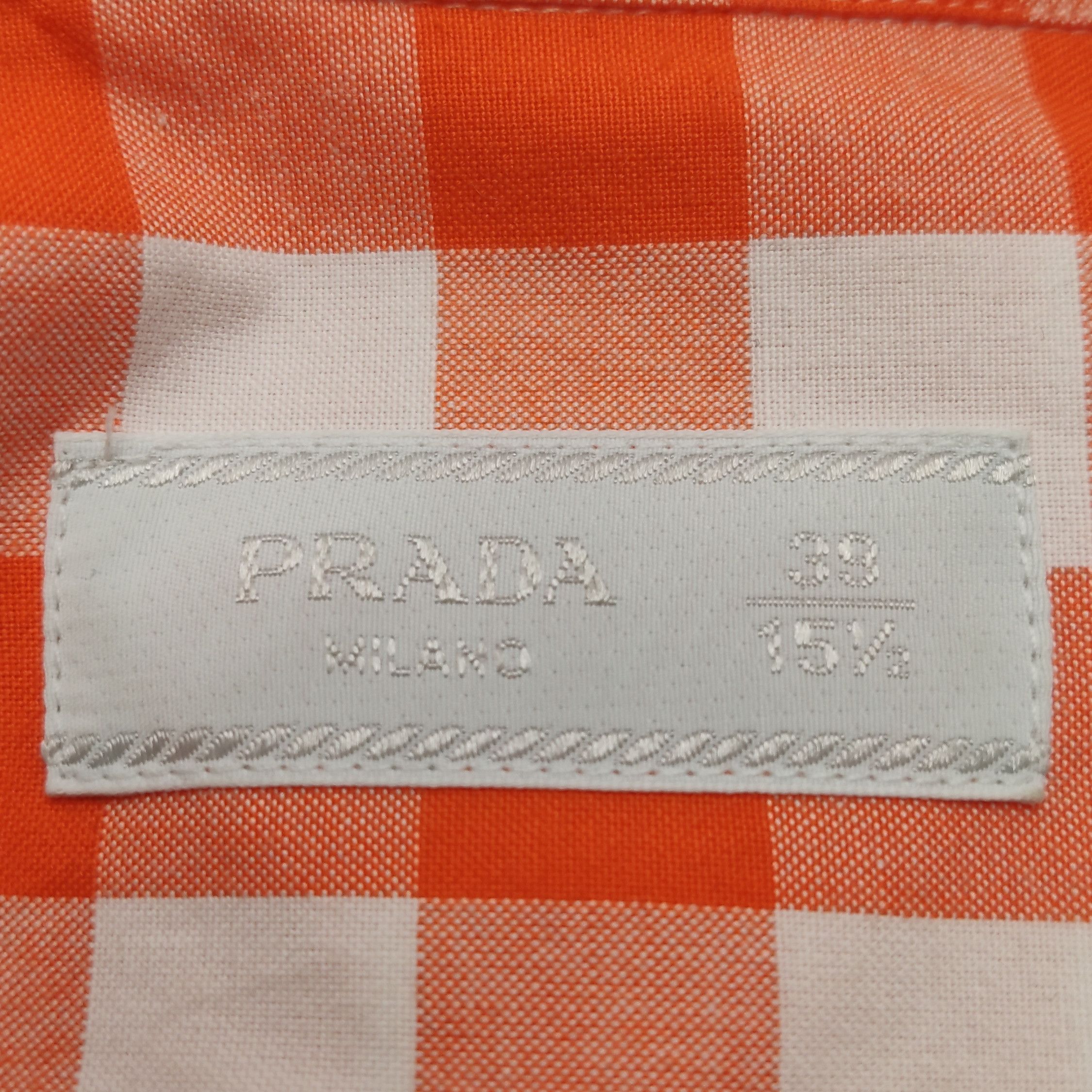 Prada Prada L Orange Check Cotton Shirt Size US M / EU 48-50 / 2 - 9 Thumbnail