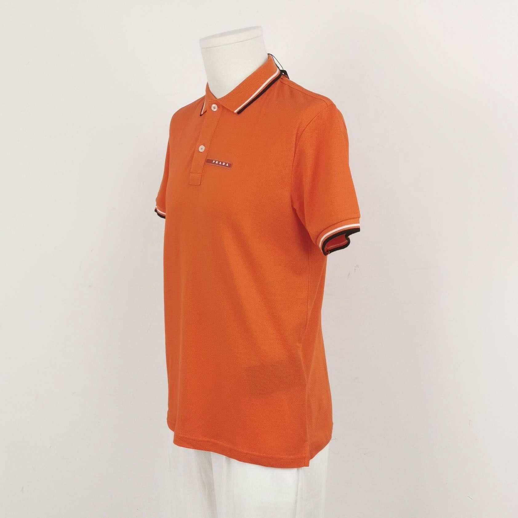 Prada Prada Cotton Color-Block Logo Collar T-Shirt M Size US M / EU 48-50 / 2 - 3 Thumbnail