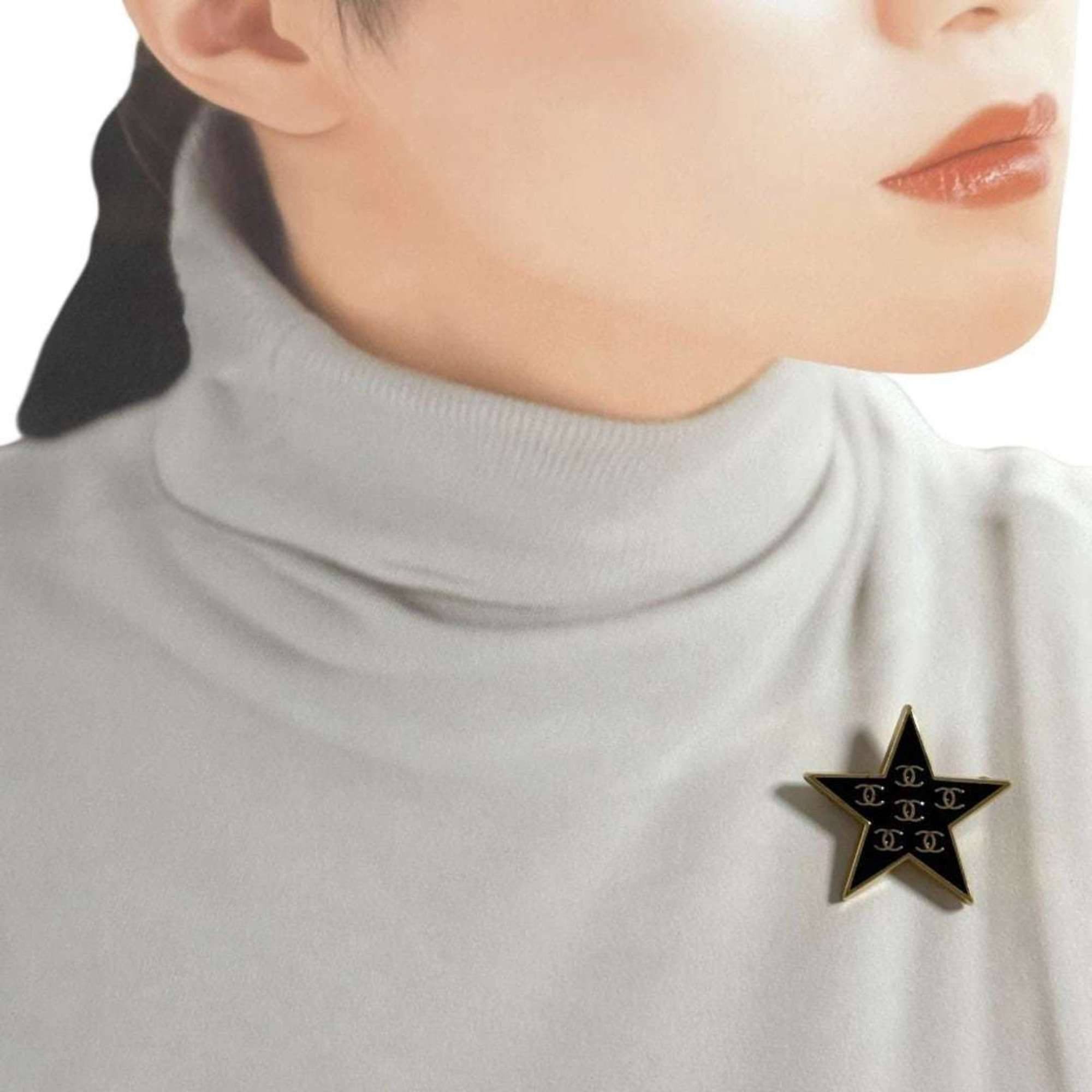 Chanel Chanel Women's Coco Mark Pin Brooch Badge Black Star 2001 Size ONE SIZE - 9 Thumbnail