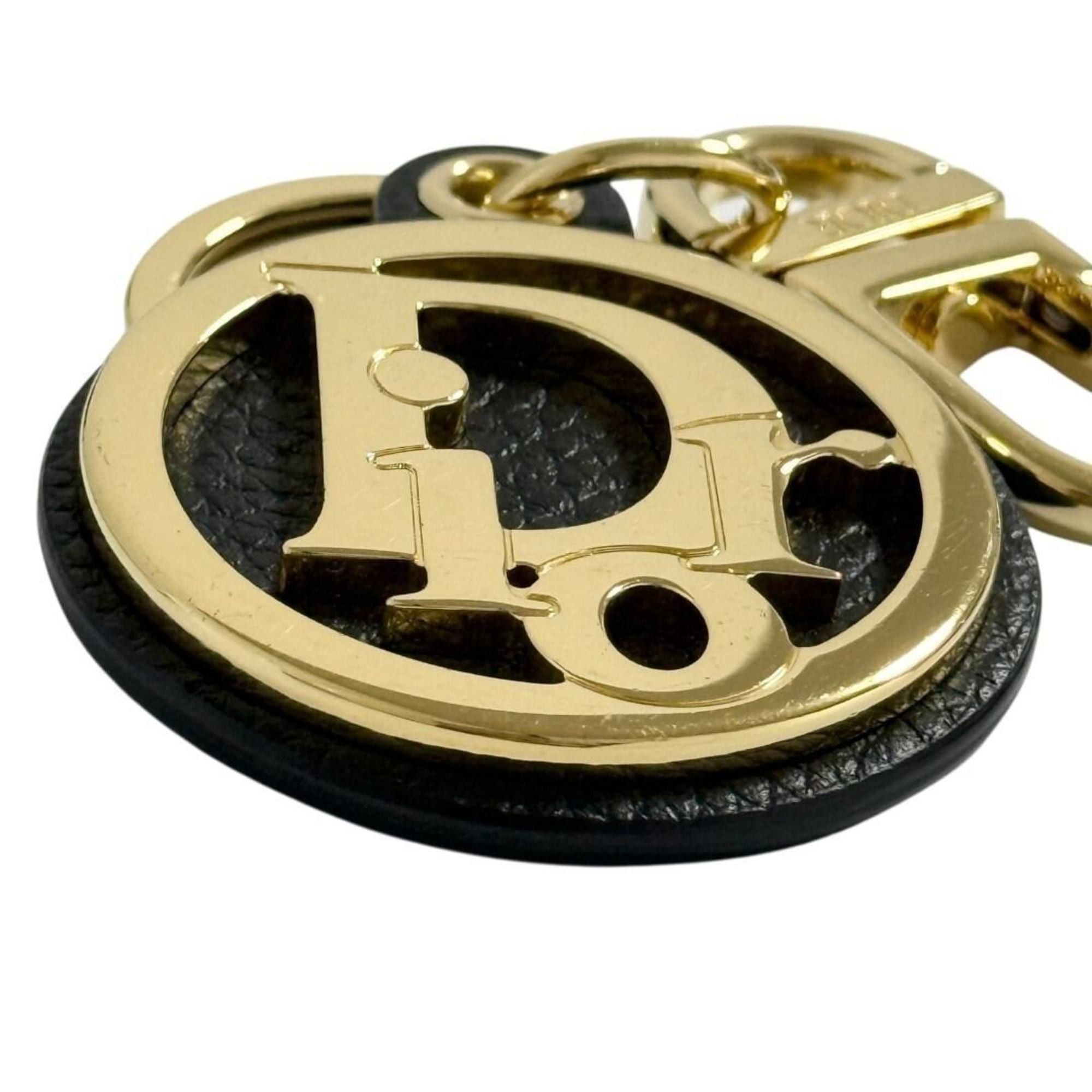 Dior Christian Dior Dior Men's Oblique Black and Gold Leather Keychain/Key Ring Size ONE SIZE - 7 Thumbnail