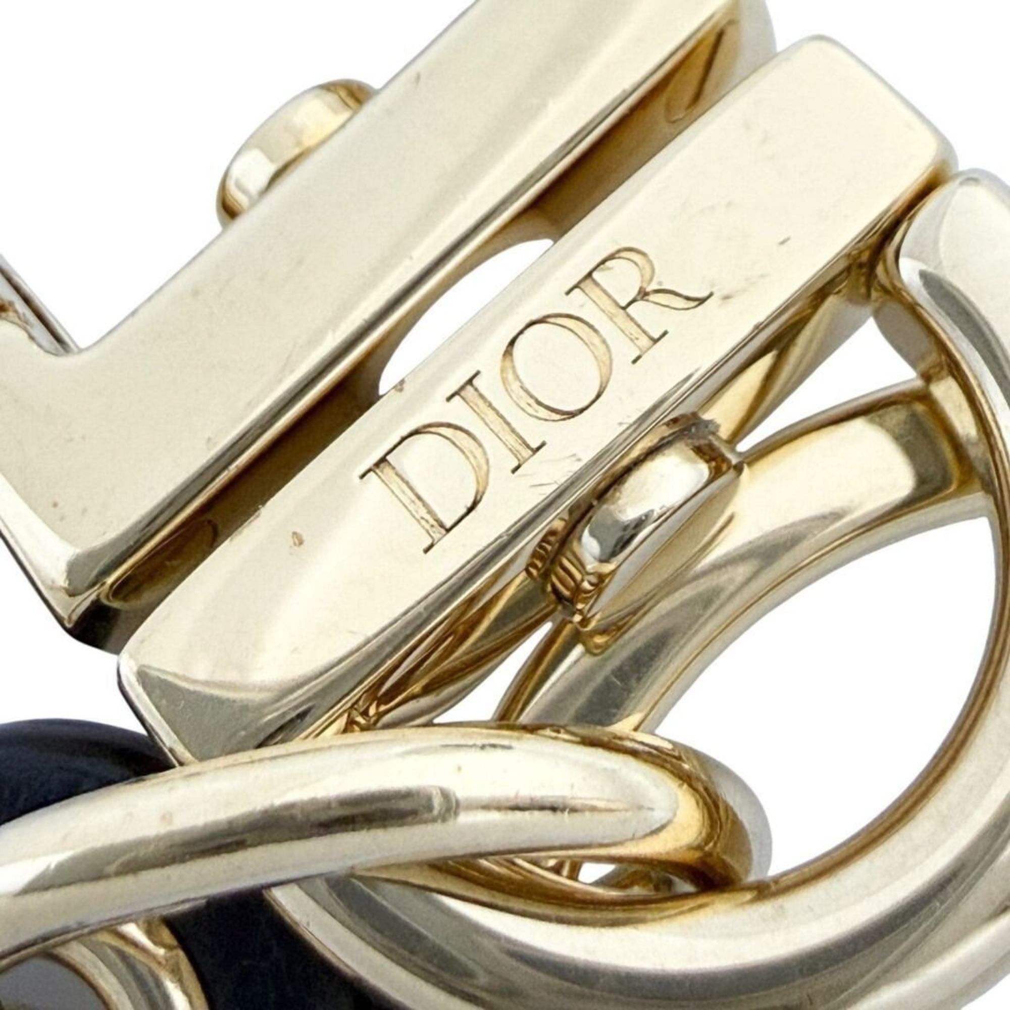 Dior Christian Dior Dior Men's Oblique Black and Gold Leather Keychain/Key Ring Size ONE SIZE - 8 Thumbnail