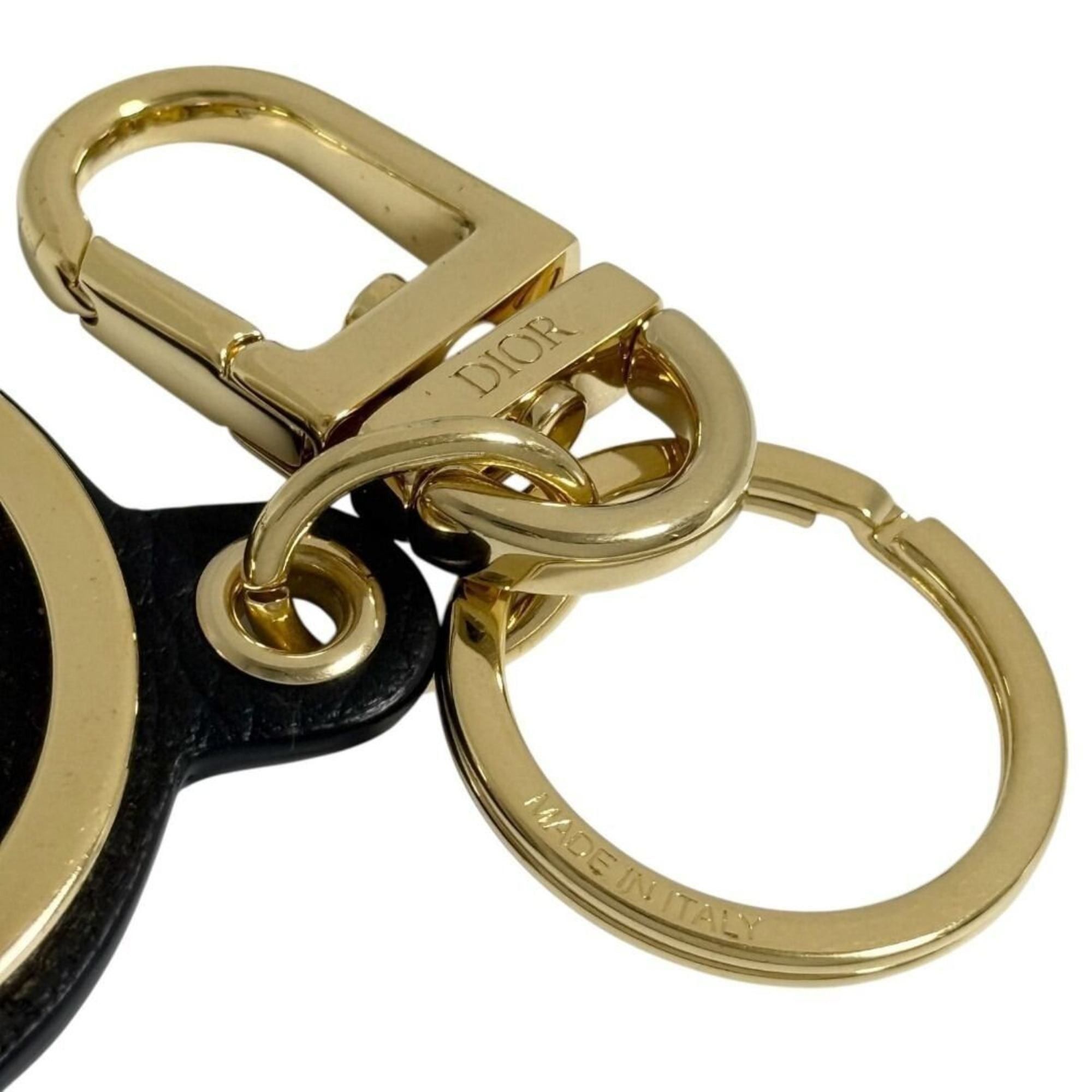 Dior Christian Dior Dior Men's Oblique Black and Gold Leather Keychain/Key Ring Size ONE SIZE - 2 Thumbnail
