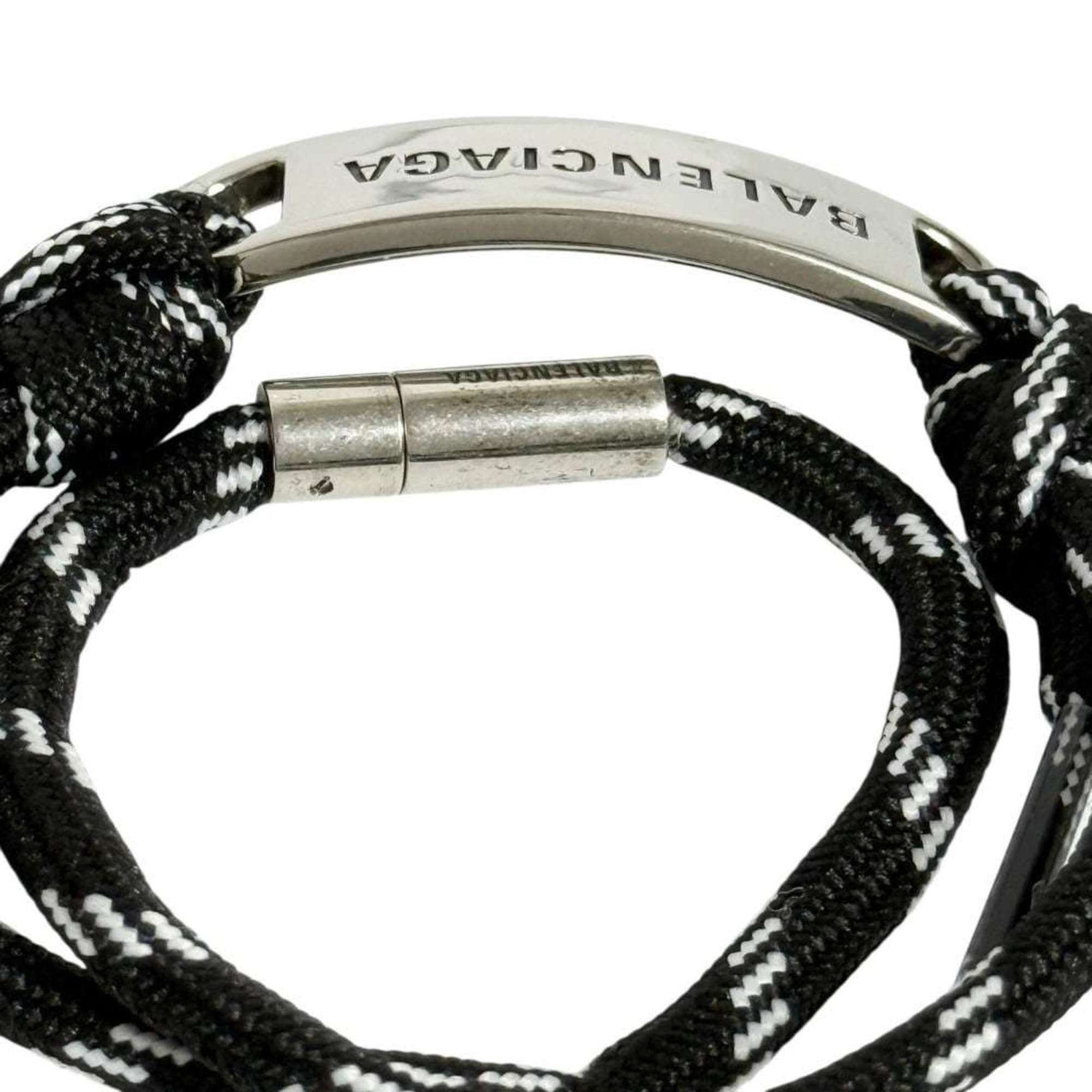 Balenciaga Balenciaga Men's Cord Bracelet with Plate, Double Wrap, Adjustable Size Size ONE SIZE - 5 Thumbnail