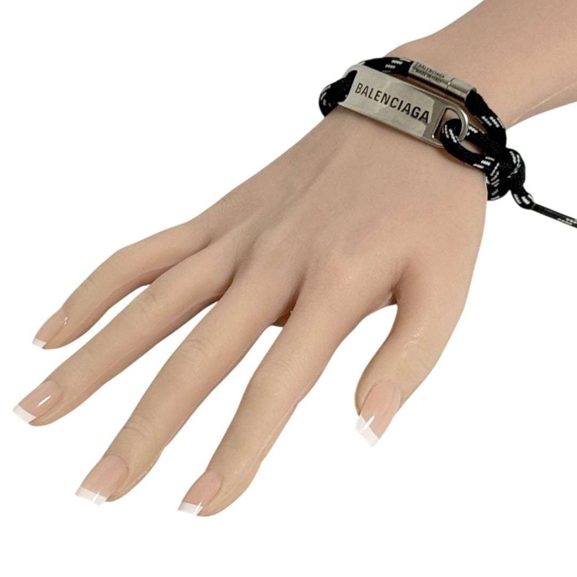 Balenciaga Balenciaga Men's Cord Bracelet with Plate, Double Wrap, Adjustable Size Size ONE SIZE - 9 Thumbnail