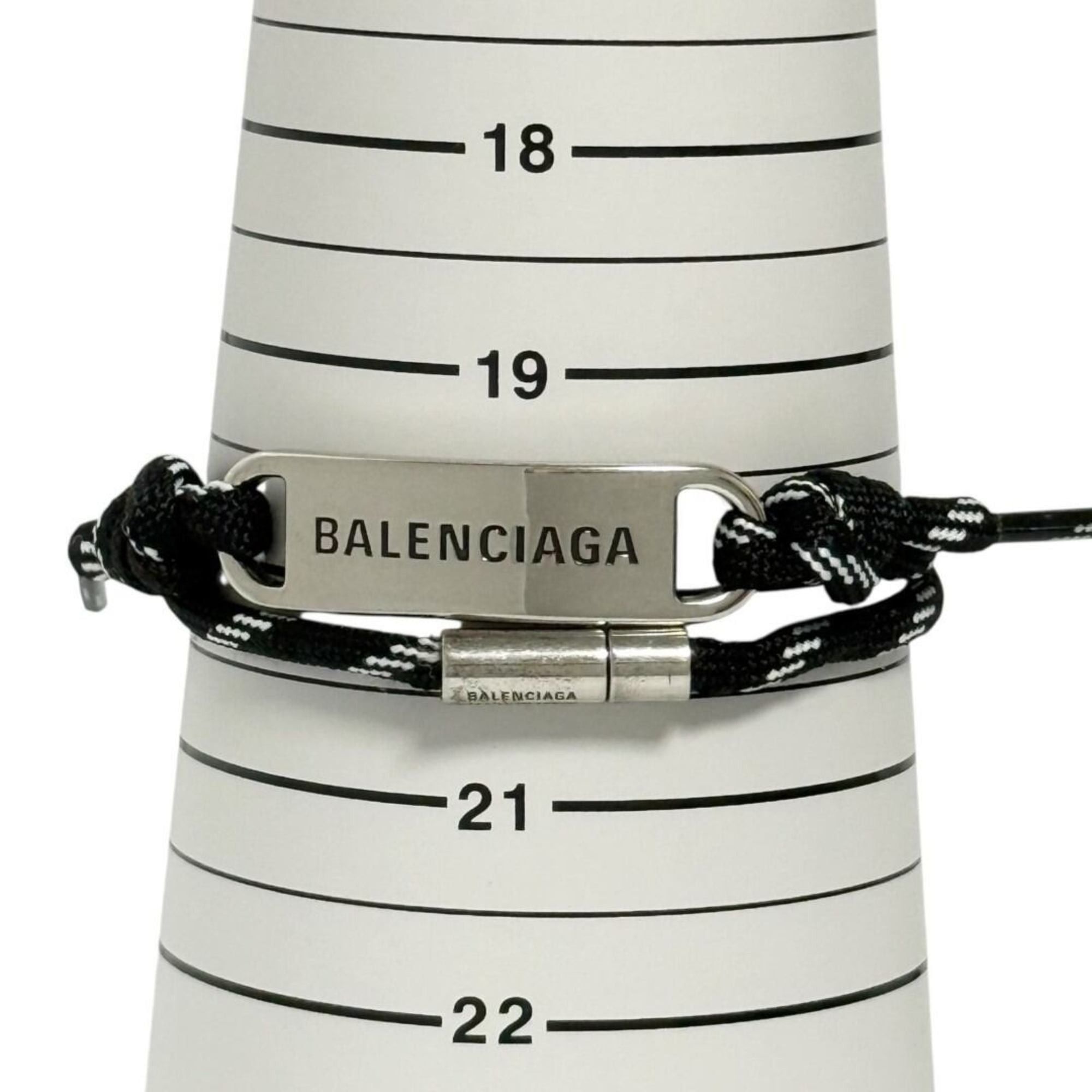 Balenciaga Balenciaga Men's Cord Bracelet with Plate, Double Wrap, Adjustable Size Size ONE SIZE - 8 Thumbnail