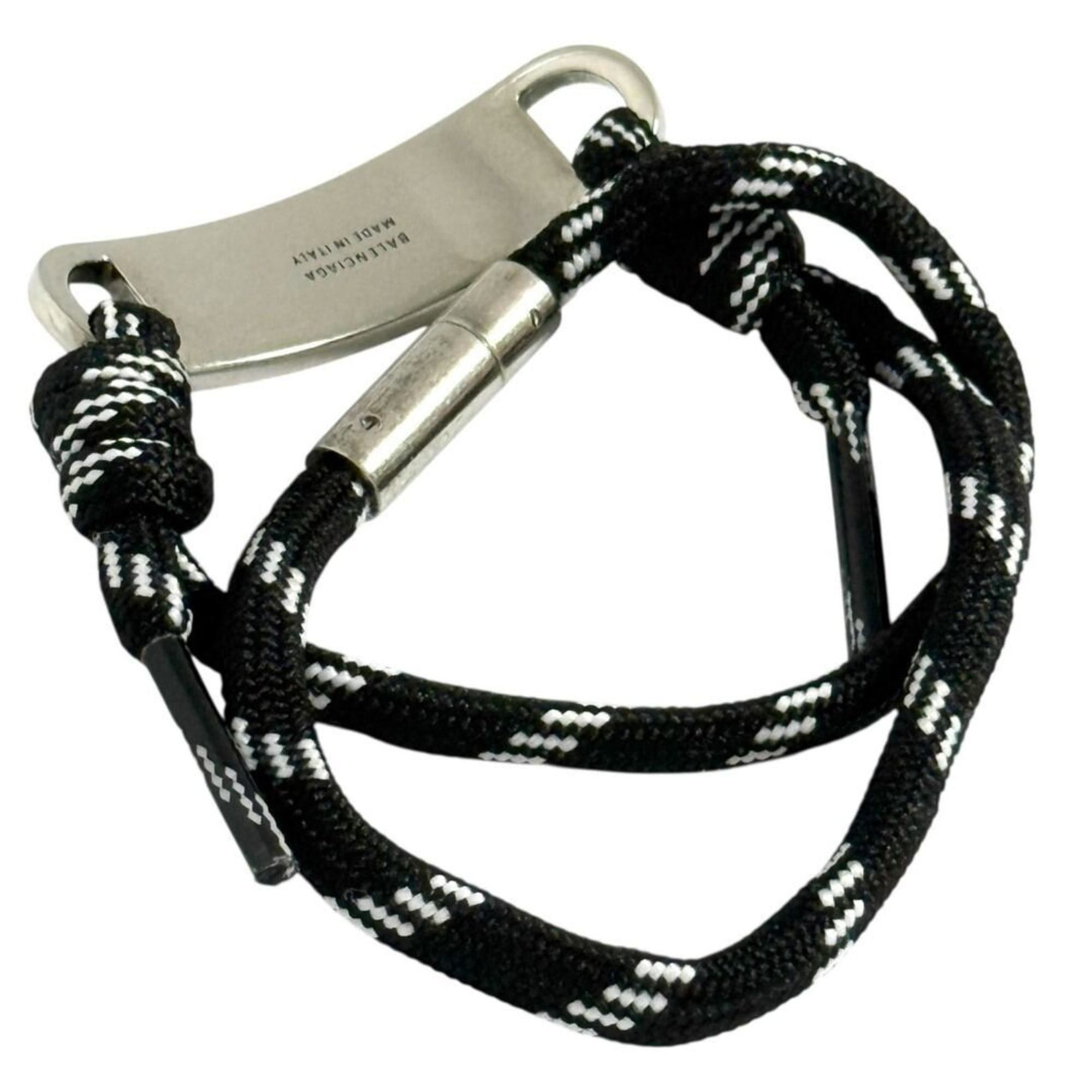 Balenciaga Balenciaga Men's Cord Bracelet with Plate, Double Wrap, Adjustable Size Size ONE SIZE - 2 Thumbnail
