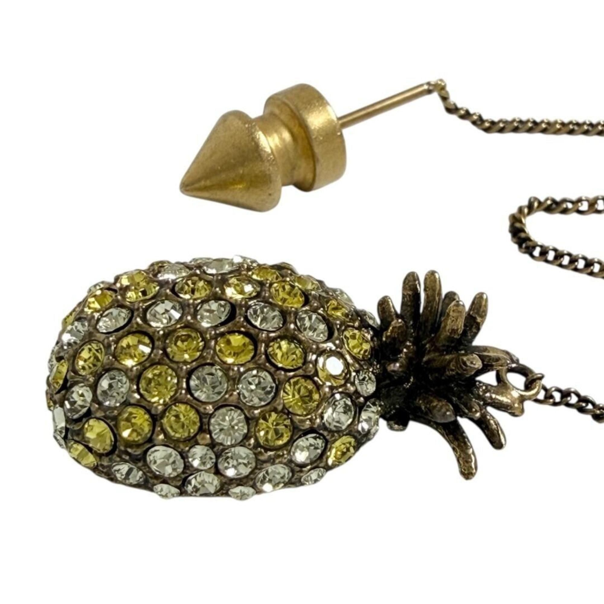 Gucci Gucci Women's Single Pineapple Earring with Threader Chain Size ONE SIZE - 3 Thumbnail