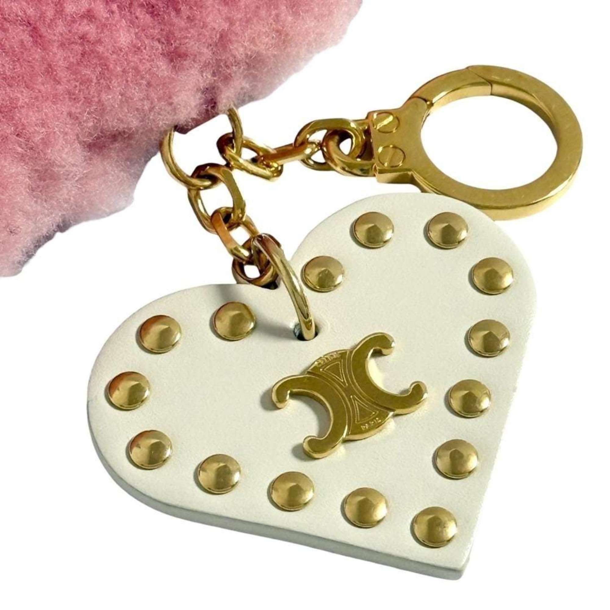 Celine Celine Women's Triomphe Pom-Pom Bag Charm in Pink Size ONE SIZE - 7 Thumbnail