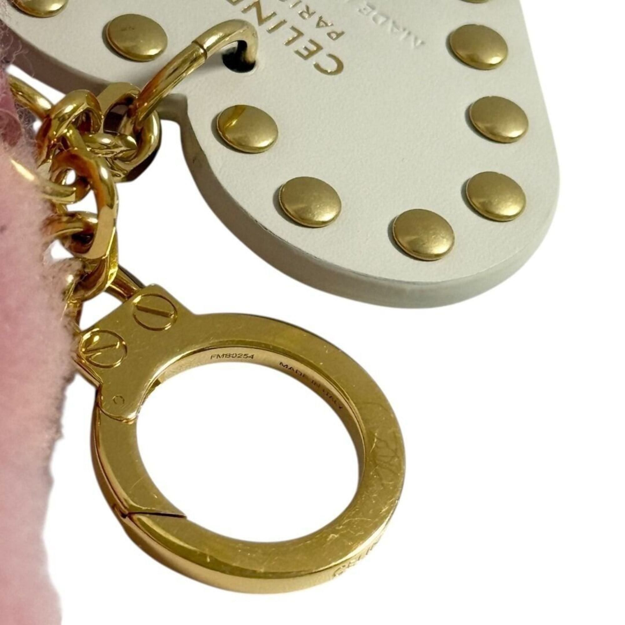 Celine Celine Women's Triomphe Pom-Pom Bag Charm in Pink Size ONE SIZE - 6 Thumbnail