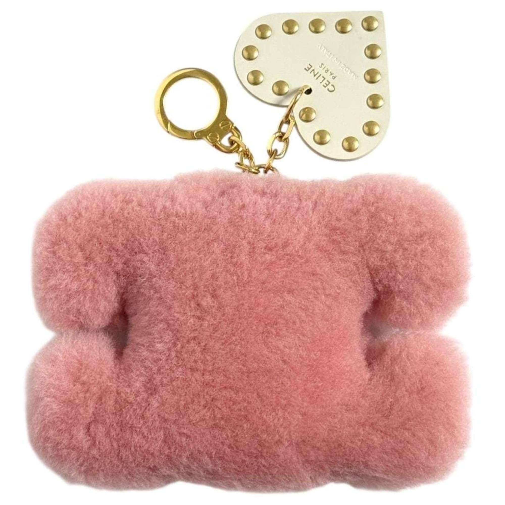 Celine Celine Women's Triomphe Pom-Pom Bag Charm in Pink Size ONE SIZE - 2 Thumbnail