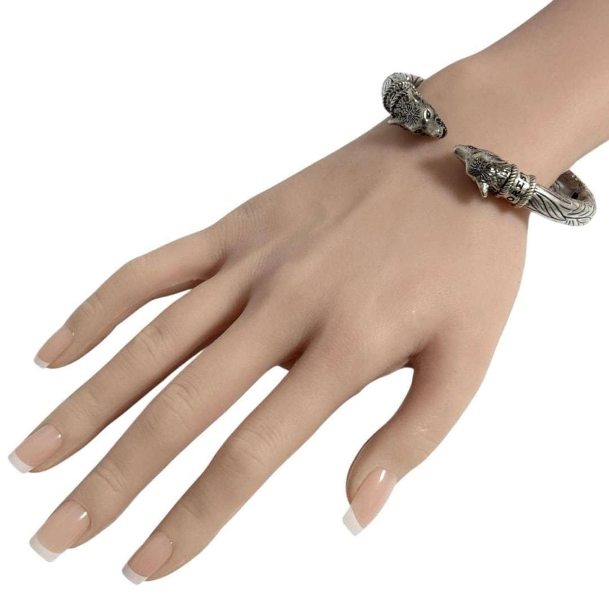 Gucci Gucci Men's Anger Forest Wolf Bangle Bracelet in Silver Size ONE SIZE - 10 Thumbnail