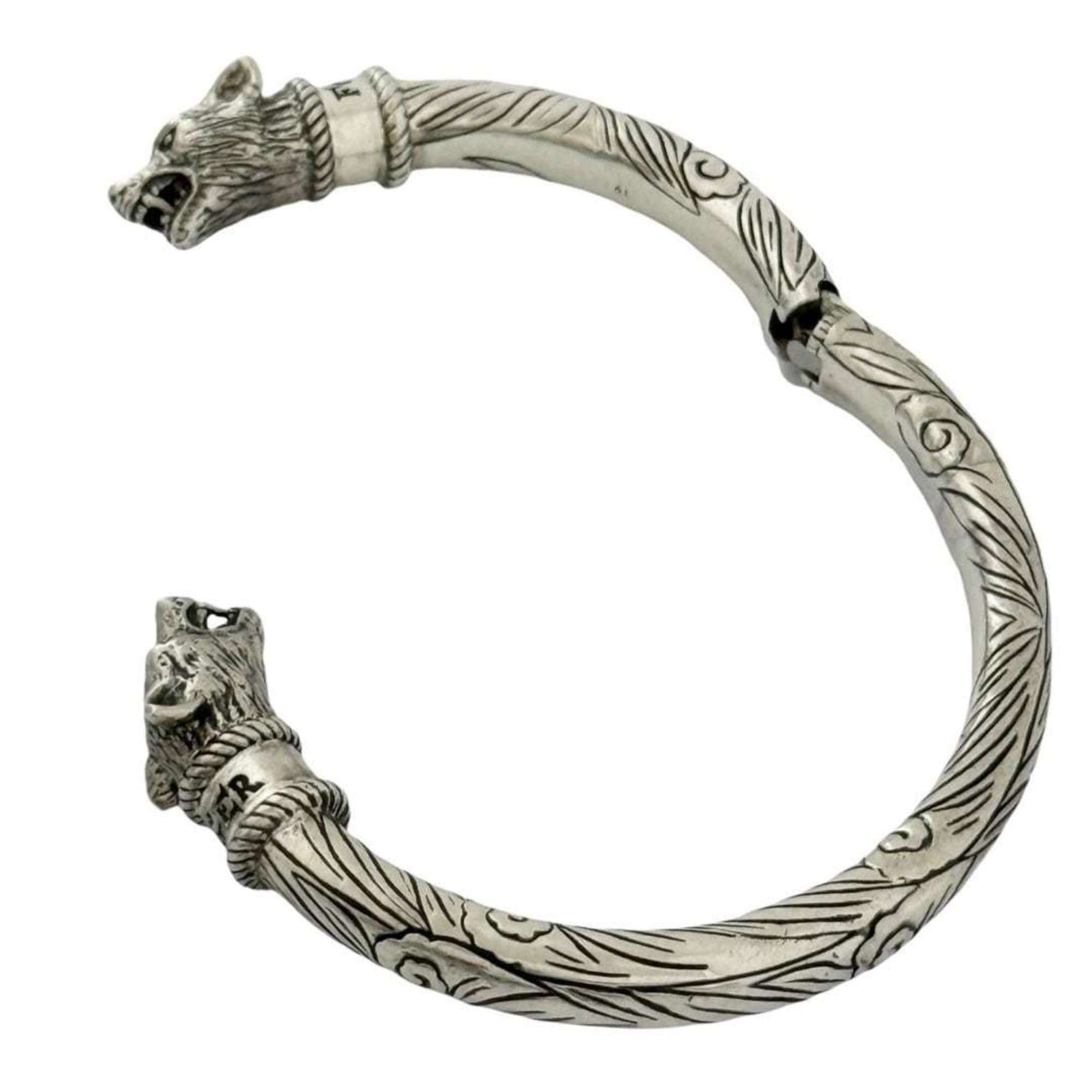 Gucci Gucci Men's Anger Forest Wolf Bangle Bracelet in Silver Size ONE SIZE - 3 Thumbnail