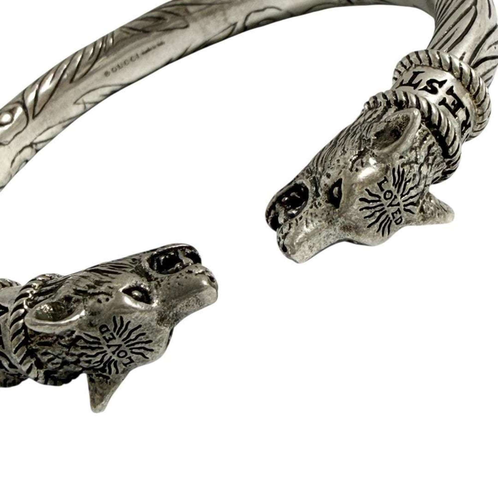 Gucci Gucci Men's Anger Forest Wolf Bangle Bracelet in Silver Size ONE SIZE - 4 Thumbnail
