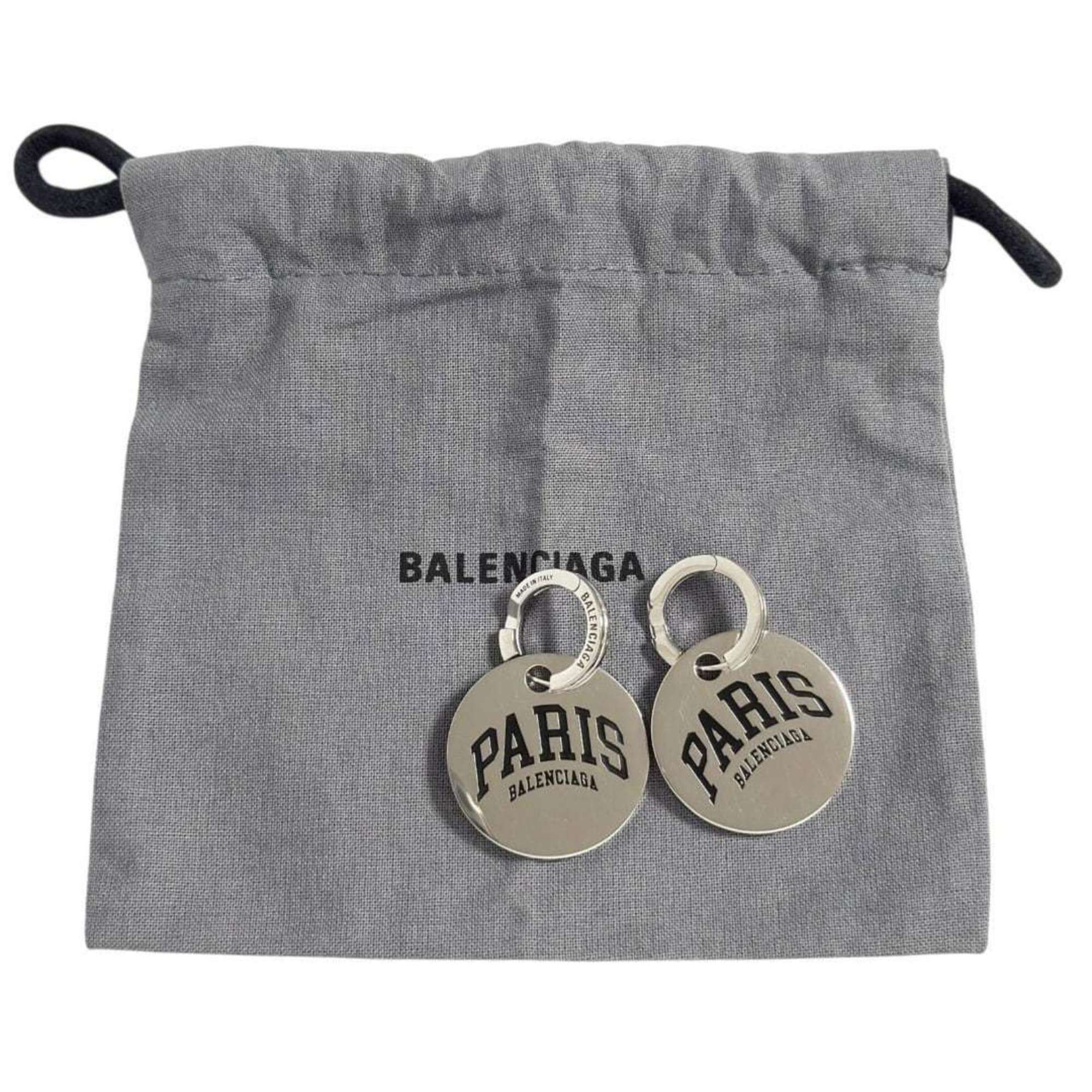Balenciaga Balenciaga Women's City Paris Hoop Drop Earrings in Silver Size ONE SIZE - 10 Thumbnail