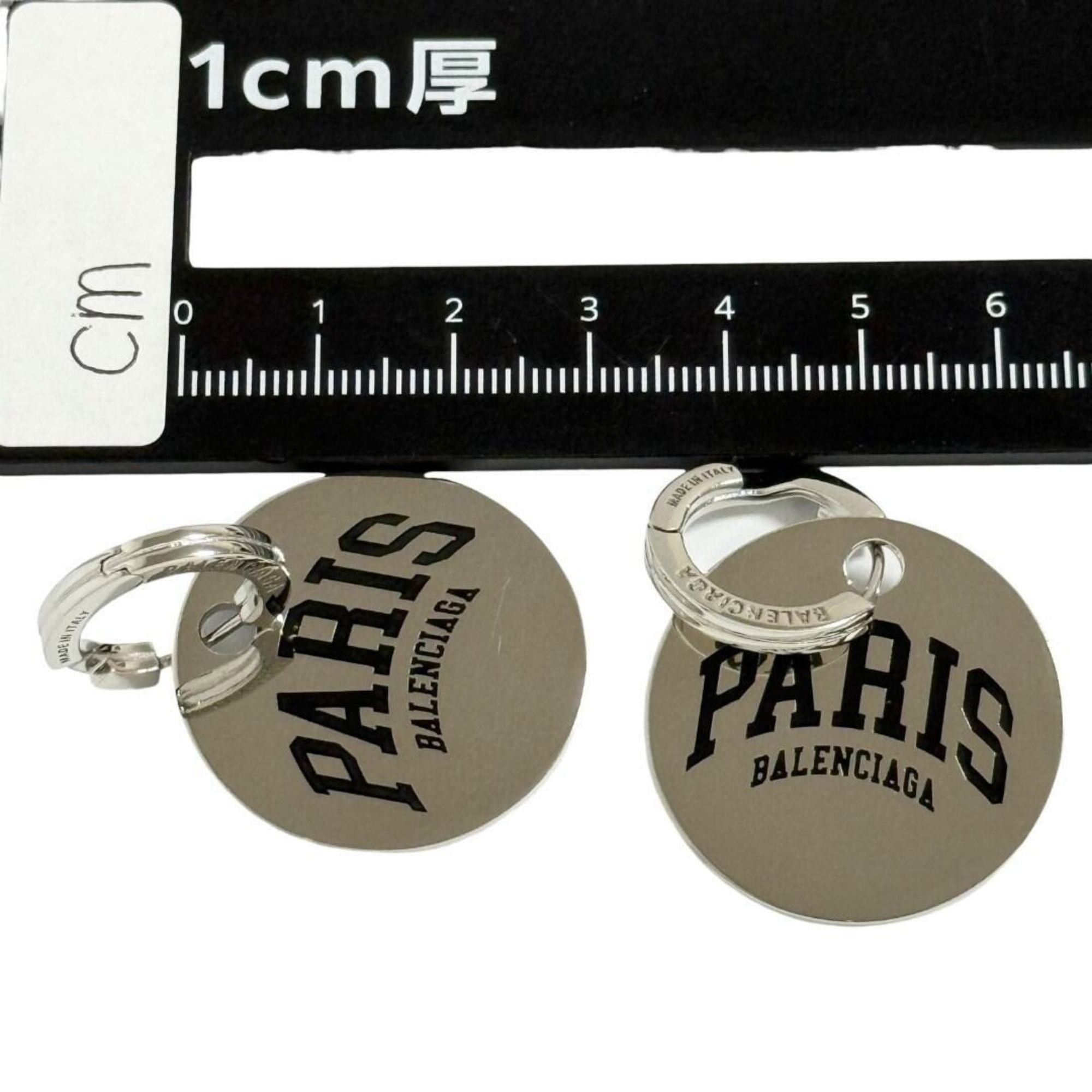 Balenciaga Balenciaga Women's City Paris Hoop Drop Earrings in Silver Size ONE SIZE - 8 Thumbnail