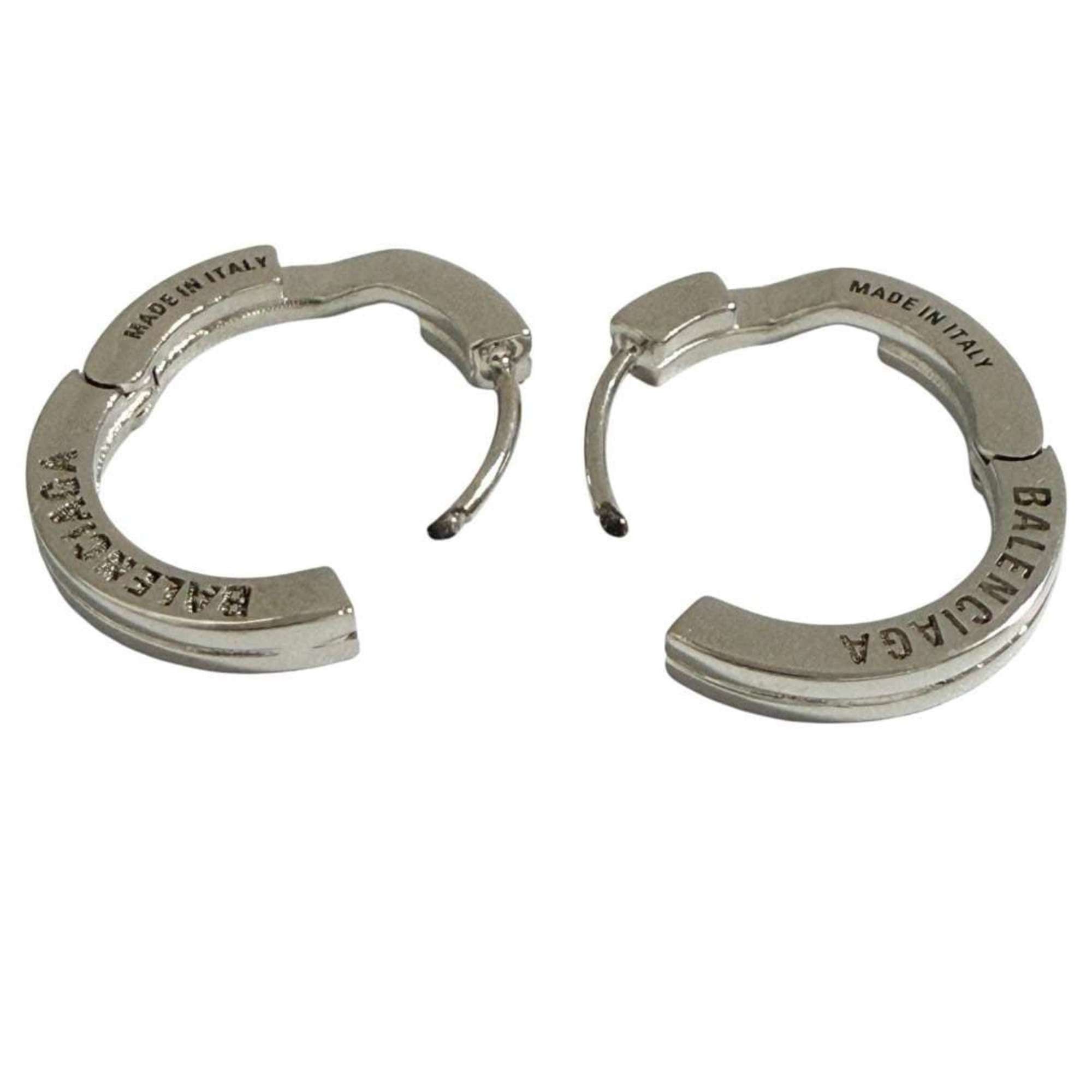 Balenciaga Balenciaga Women's City Paris Hoop Drop Earrings in Silver Size ONE SIZE - 5 Thumbnail